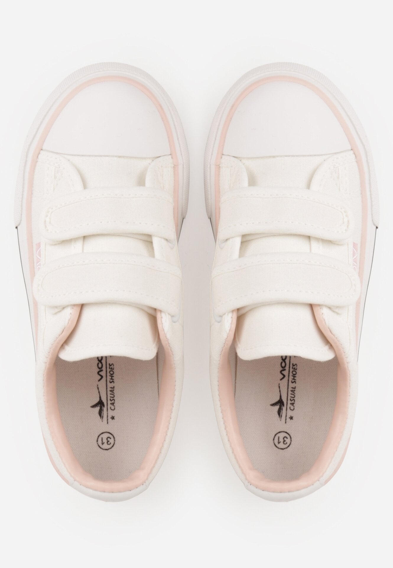 Biało-Różowe Trampki z Kauczukowym Noskiem i Zapięciem na Rzepy Canothea