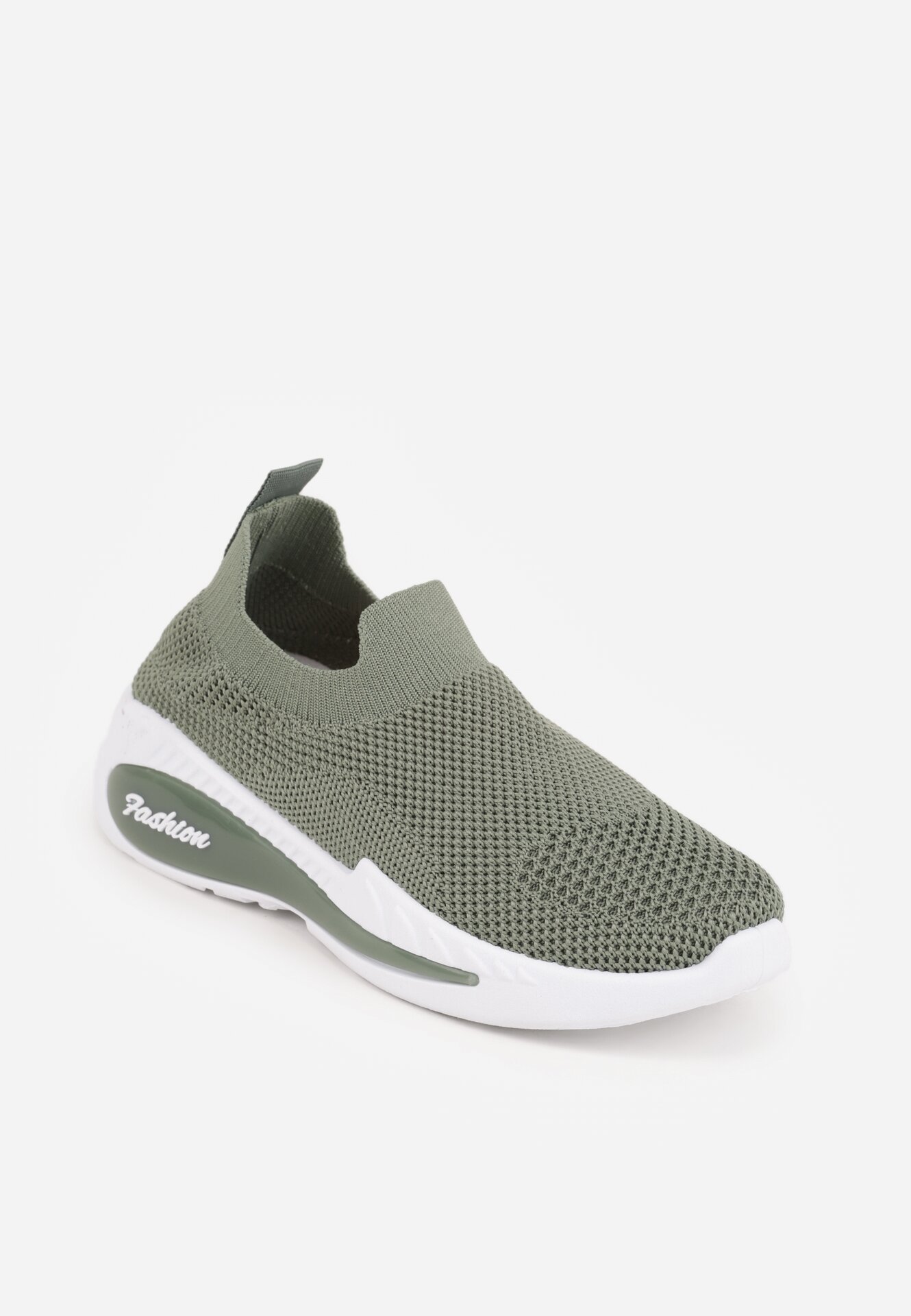 Zielone Wsuwane Buty Sportowe Sneakersy z Siateczkową Cholewką Oaradah