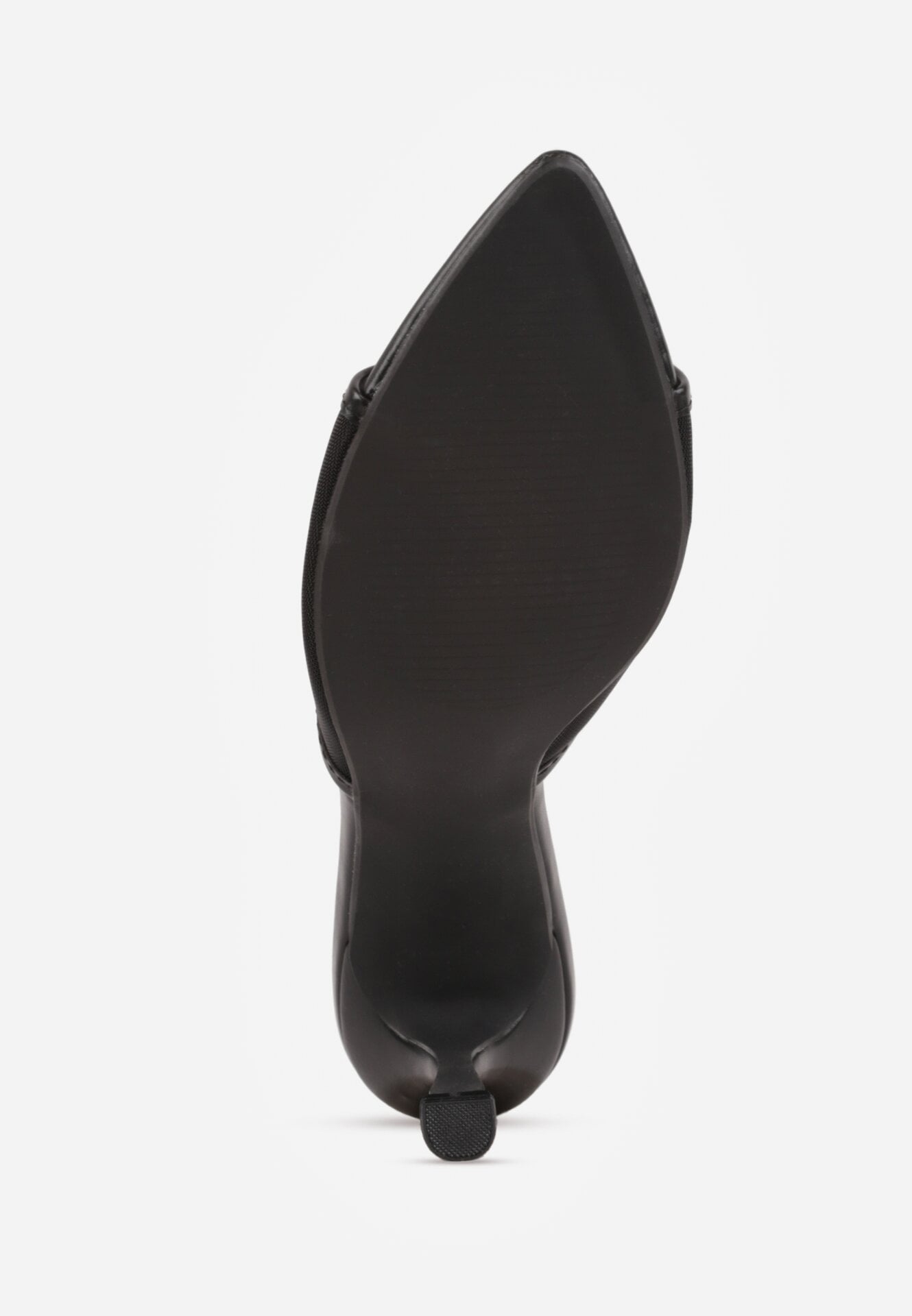 Czarne Klapki na Szpilce z Siateczkową Wyciętą Cholewką Laomesine