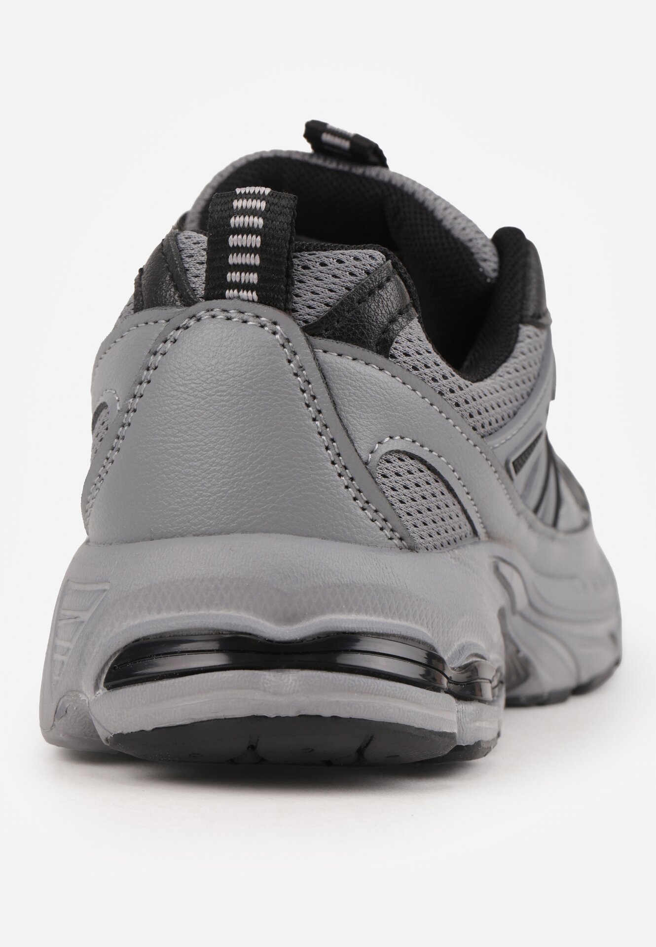 Szaro-Czarne Buty Sportowe Sneakersy ze Wstawkami z Siateczki Thessa