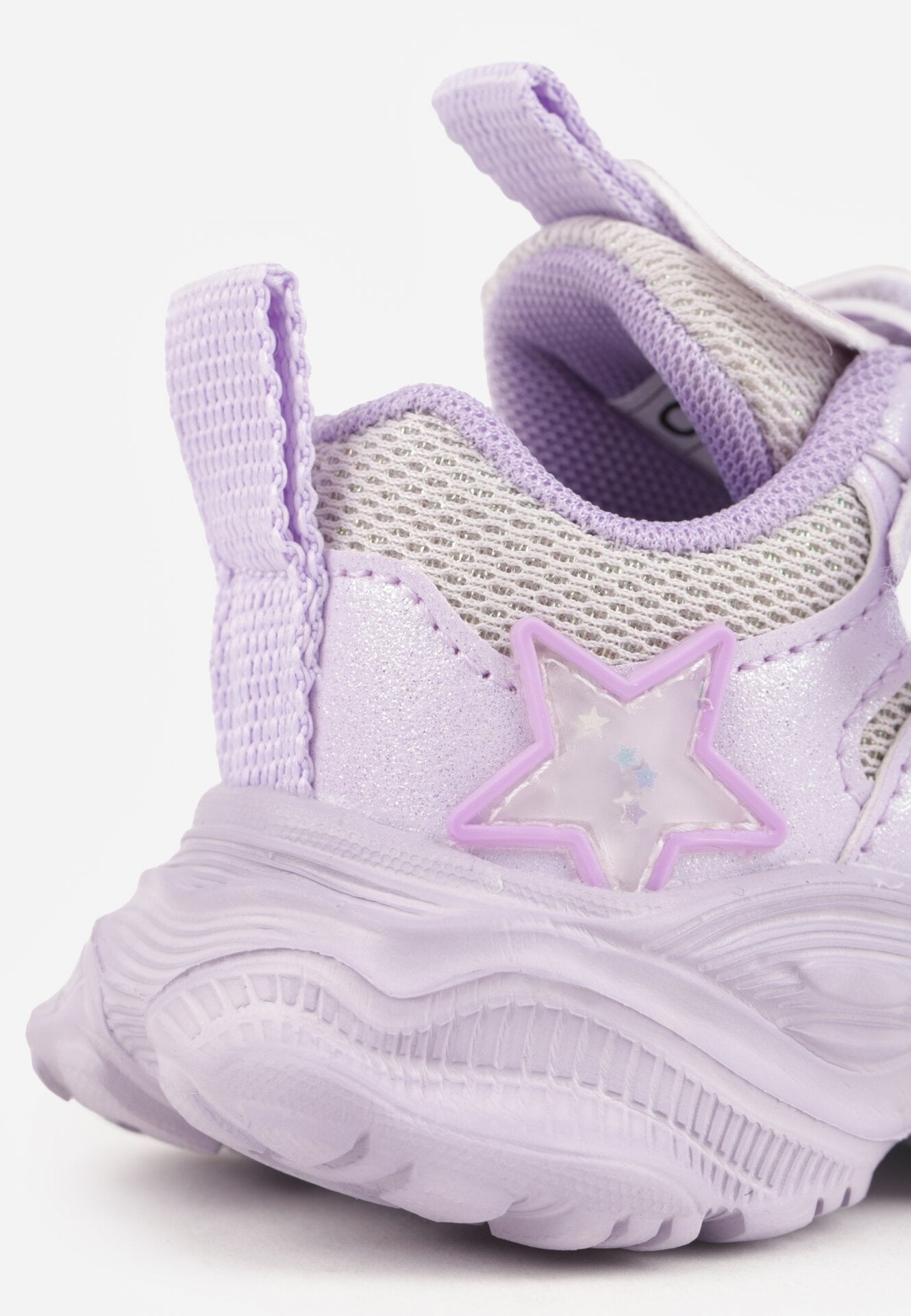 Fioletowe Buty Sportowe na Grubej Podeszwie z Siateczką Gwiazdkami i Zapięciem na Rzep Petilacia