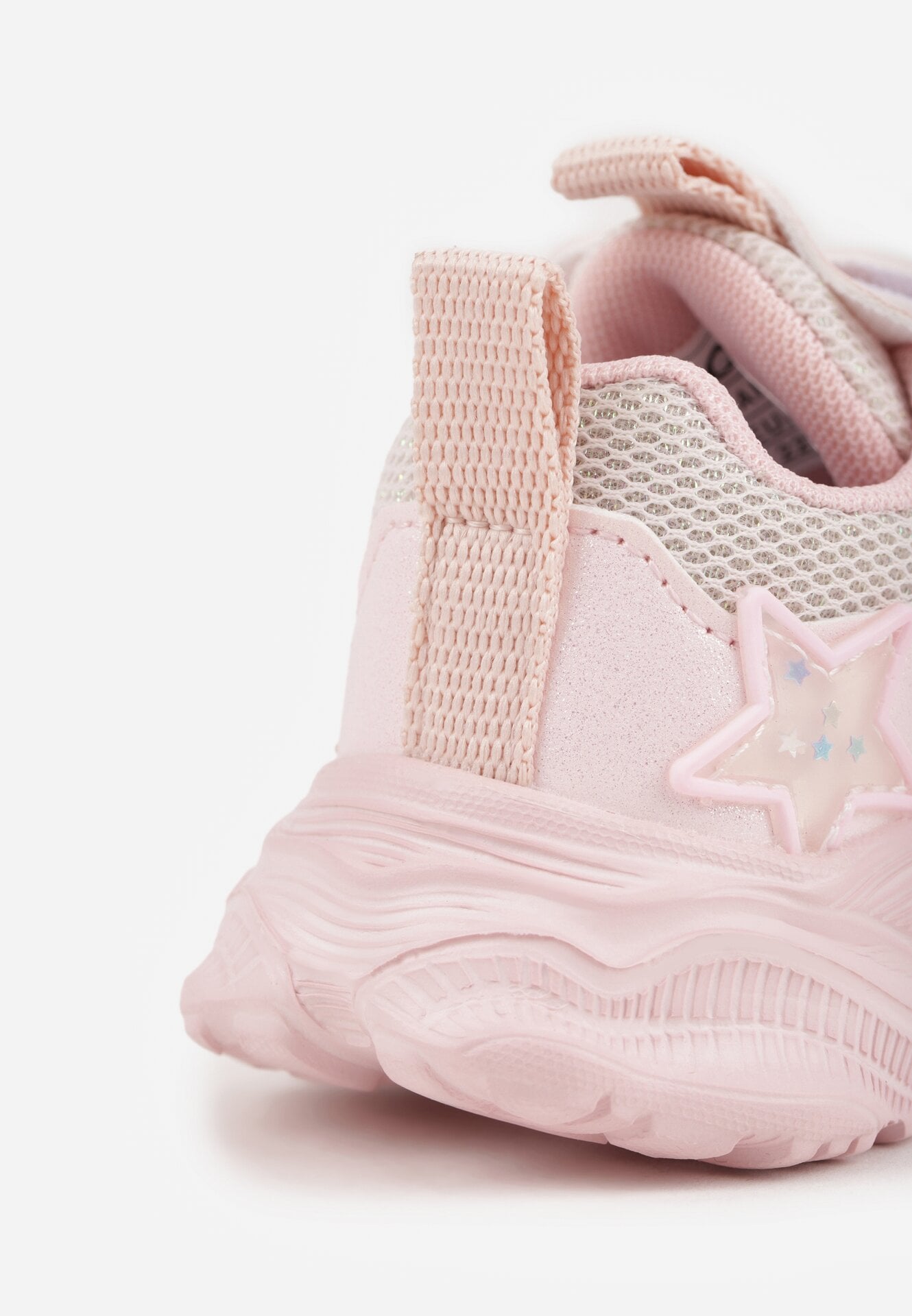 Różowe Buty Sportowe na Grubej Podeszwie z Siateczką Gwiazdkami i Zapięciem na Rzep Petilacia