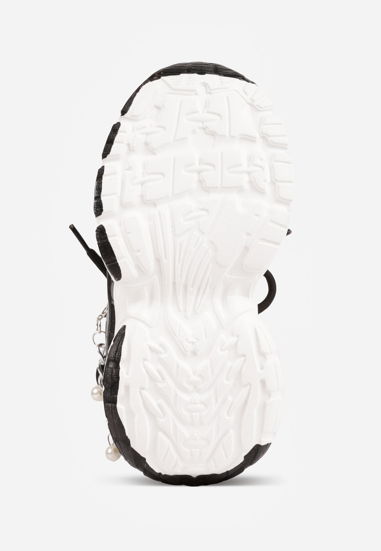 Czarne Buty Sportowe Sneakersy Chunky z Ozdobnym Łańcuszkiem z Perełkami Nephenilla