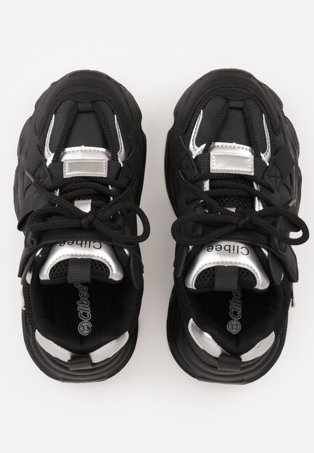 Czarne Buty Sportowe Sneakersy z Ozdobnymi Taśmami na Rzep i Podeszwą Chunky Sirila