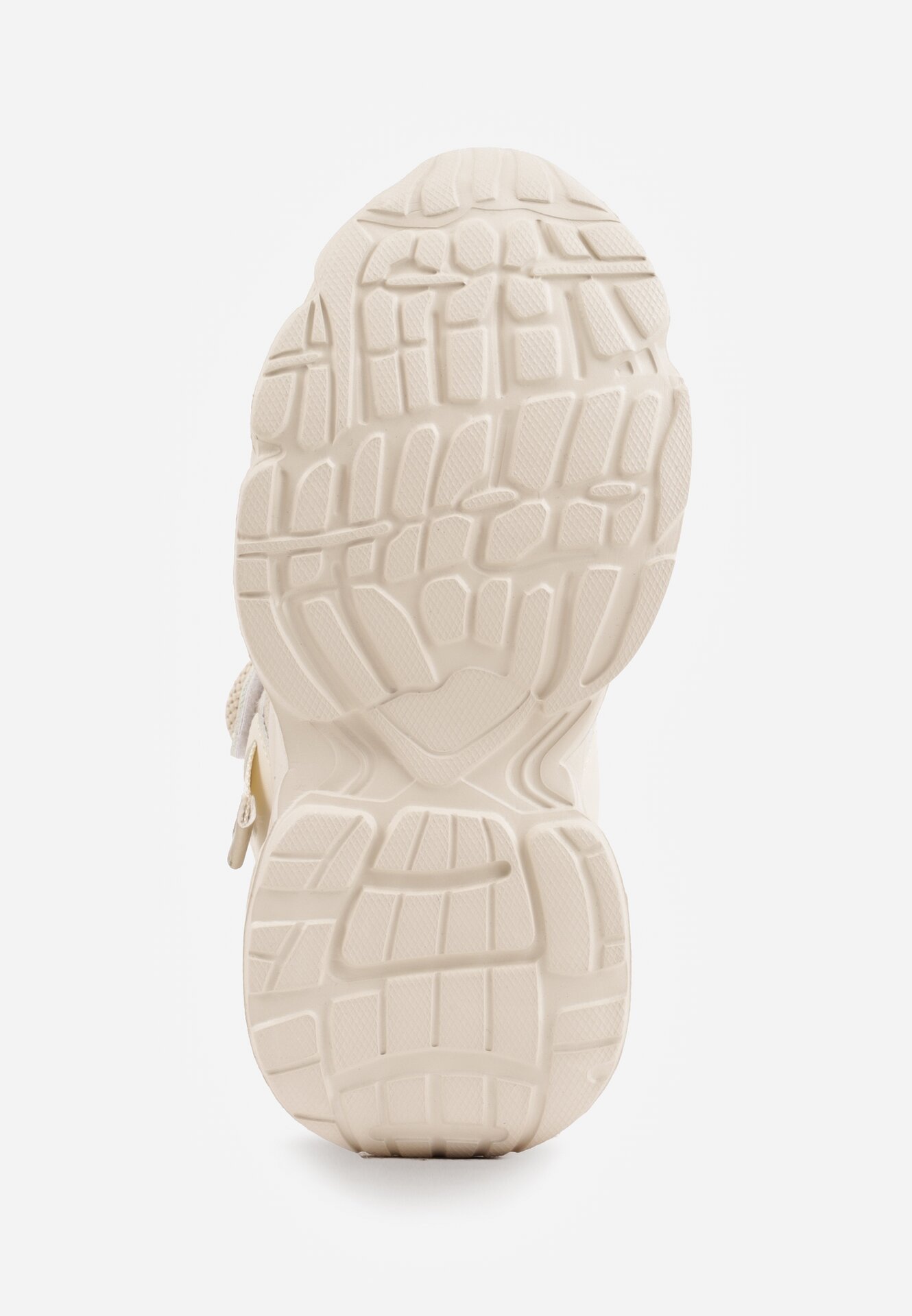 Beżowe Buty Sportowe Sneakersy z Ozdobnymi Taśmami na Rzep i Podeszwą Chunky Sirila