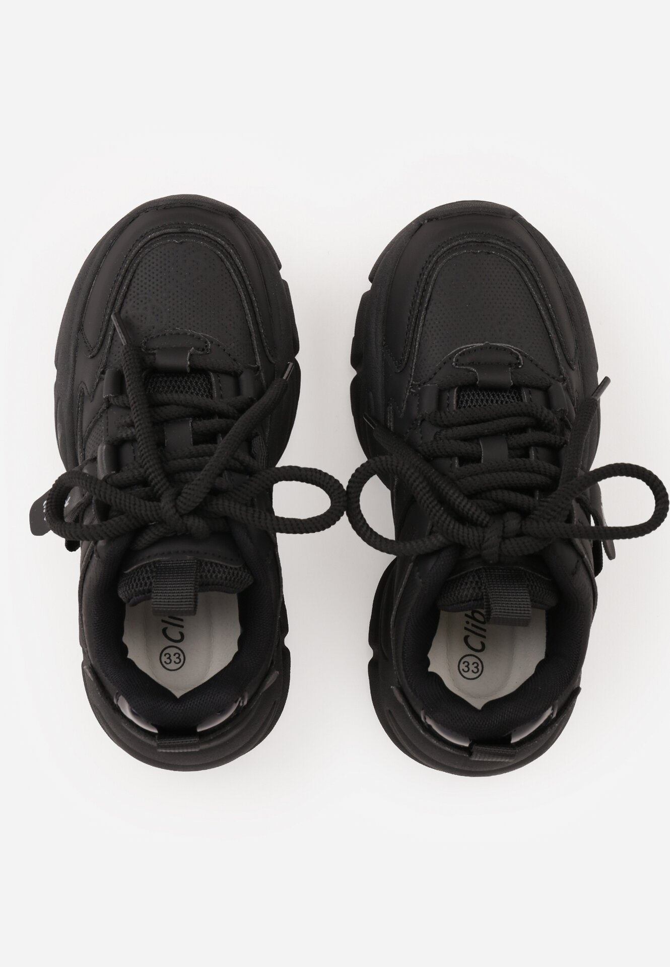 Czarne Sznurowane Buty Sportowe na Masywnej Podeszwie Delagana