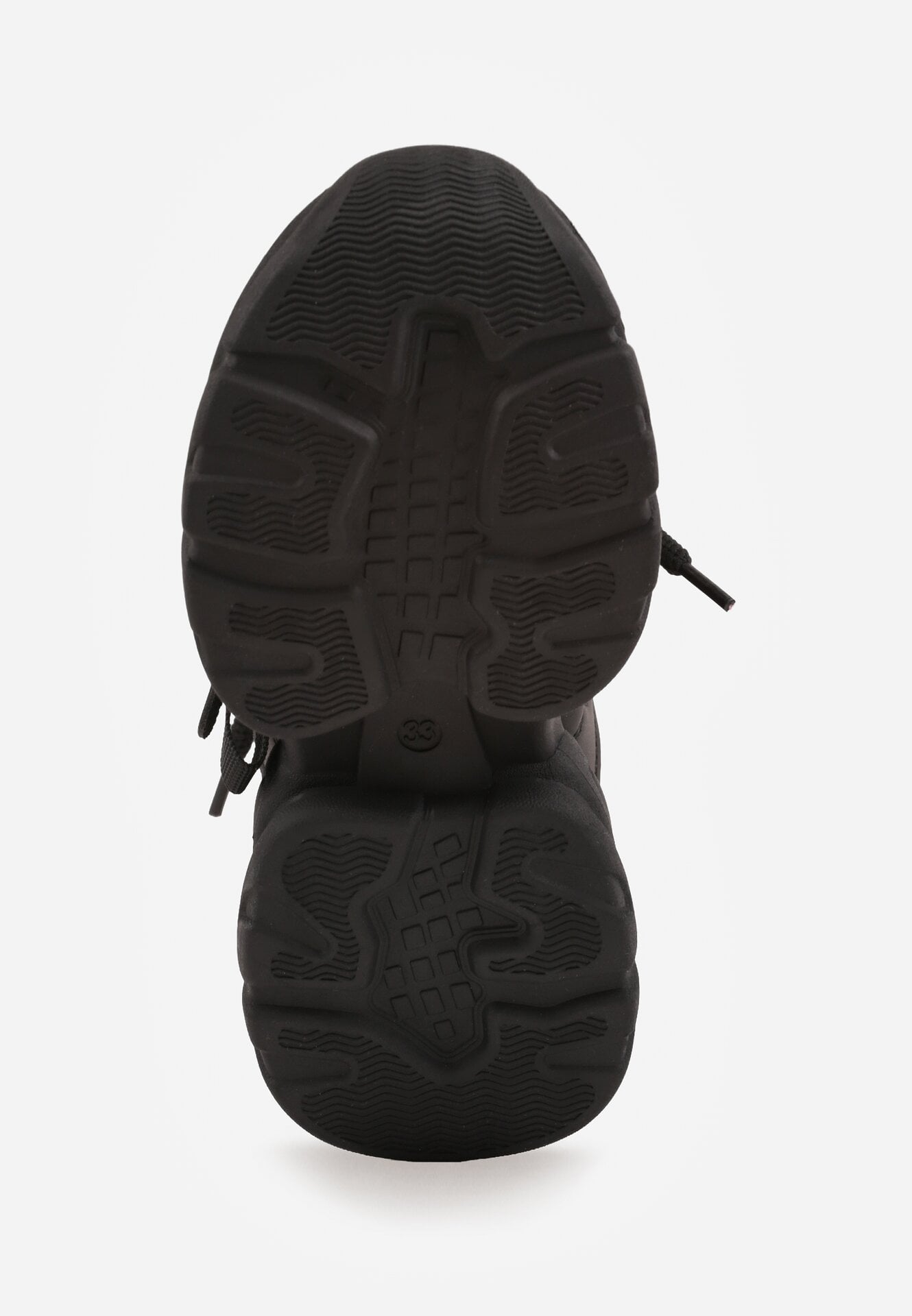 Czarne Sznurowane Buty Sportowe na Masywnej Podeszwie Delagana