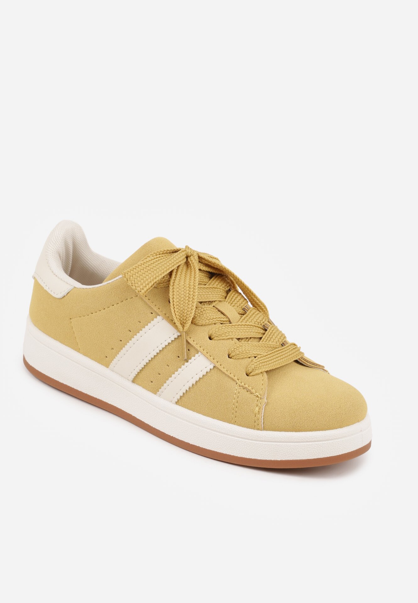 Żółte Sneakersy z Ozdobnymi Paskami Doloreth