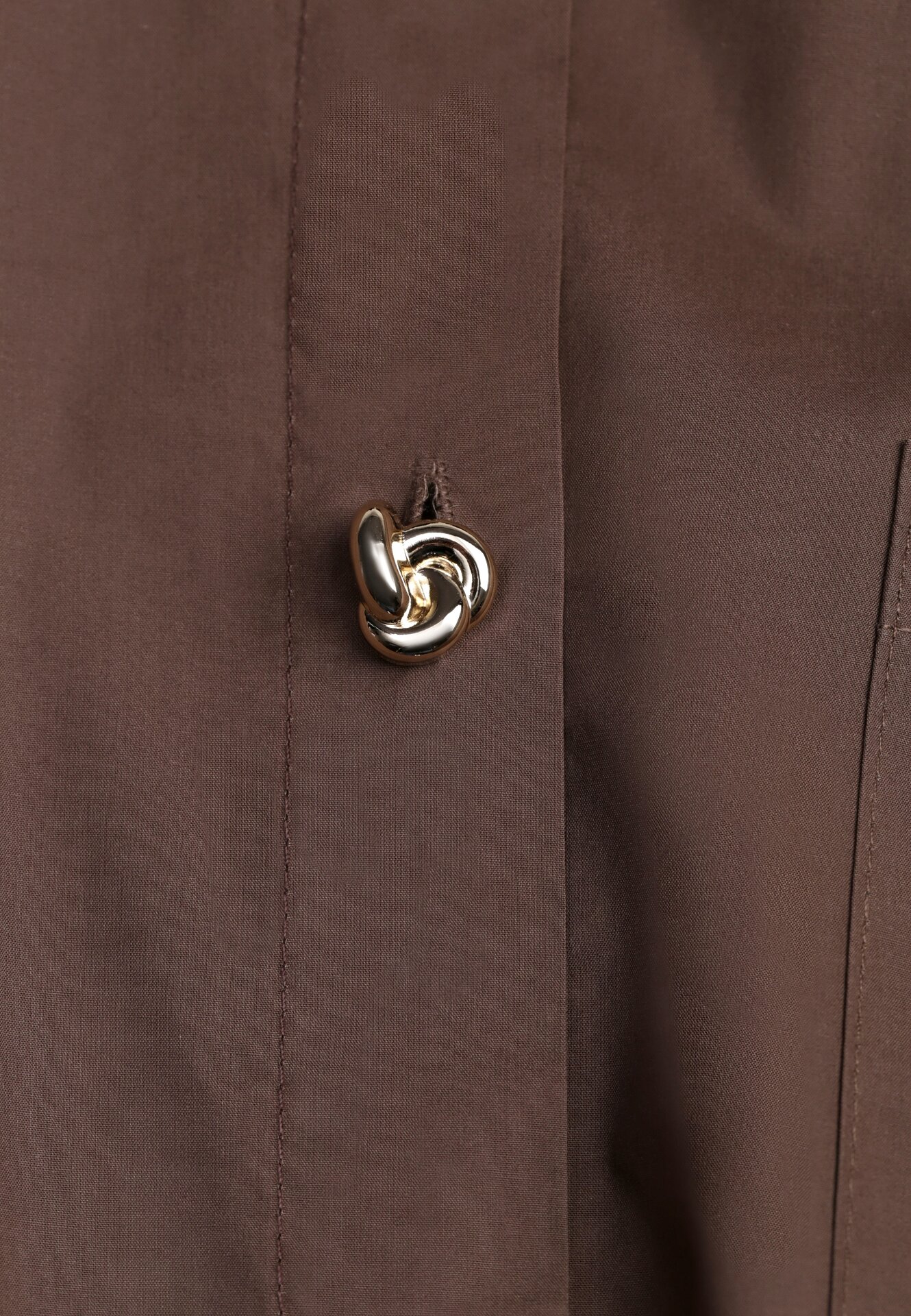 Brązowa Bawełniana Koszula Oversize z Biżuteryjnymi Guzikami Adrearina