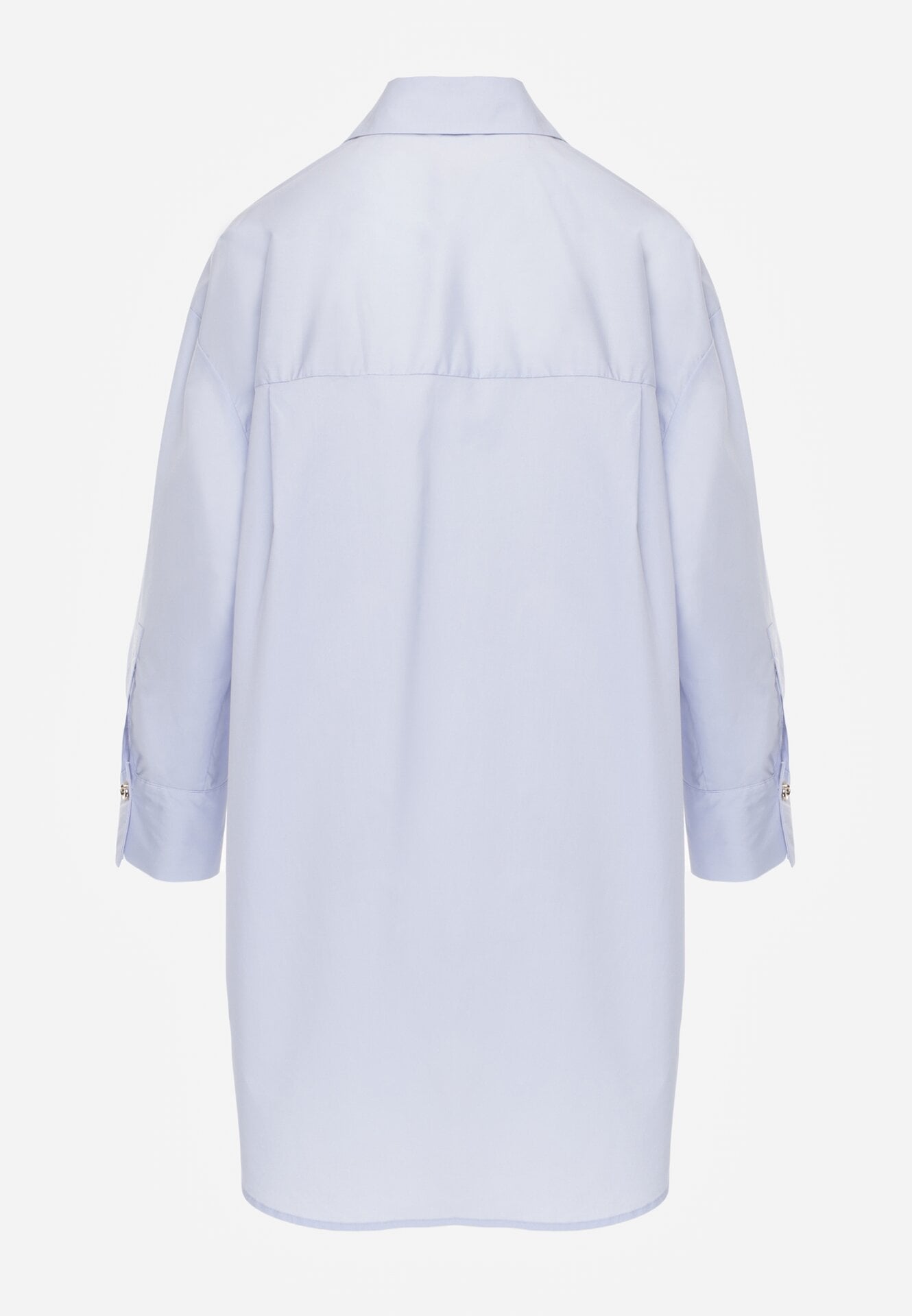 Niebieska Bawełniana Koszula Oversize z Biżuteryjnymi Guzikami Adrearina