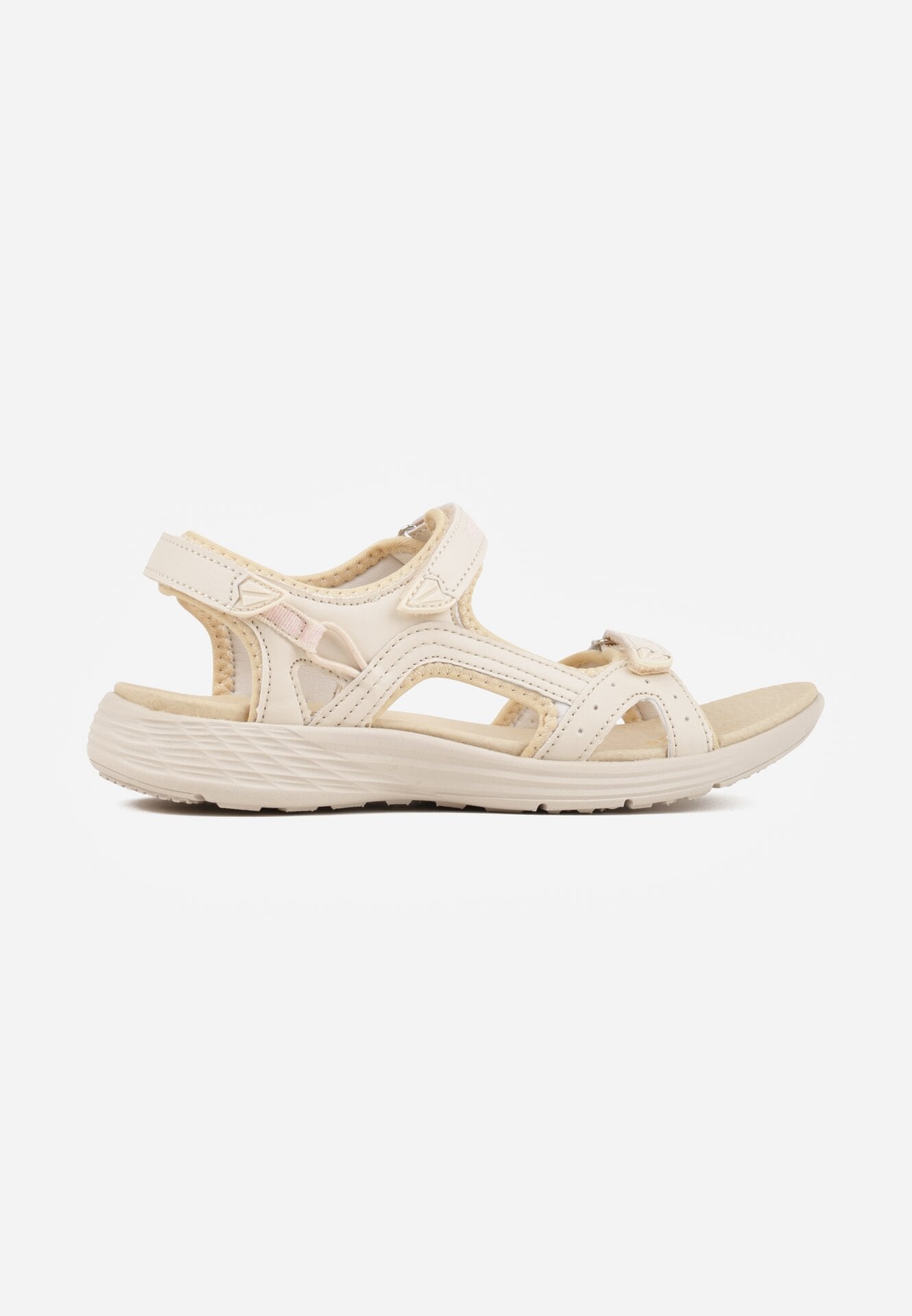 Ciemnobeżowe Sportowe Sandały ze Skórzaną Wkładką Corolenia