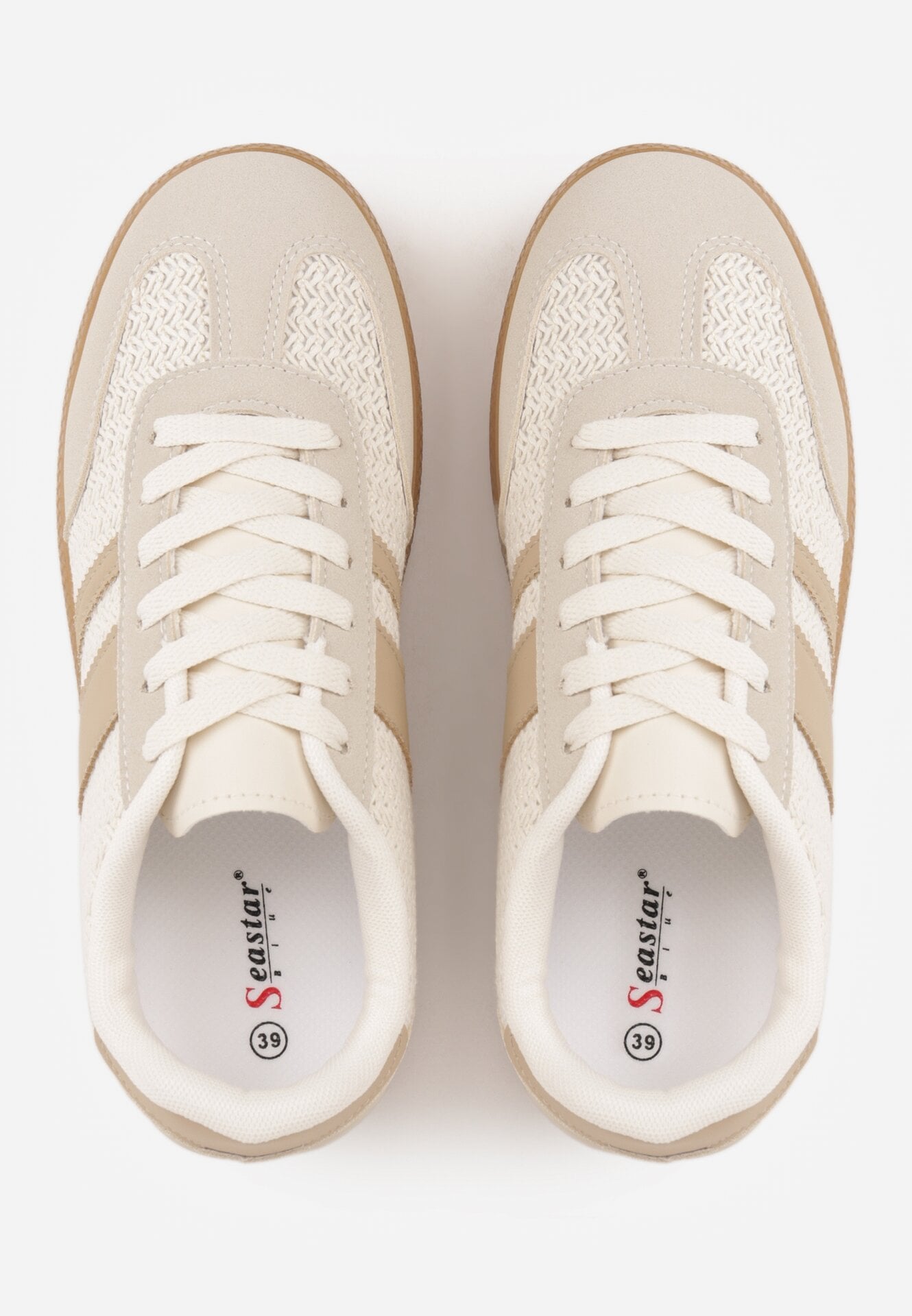 Ciemnobeżowe Sneakersy Kultowe Tenisówki z Plecioną Strukturą Loraebelle