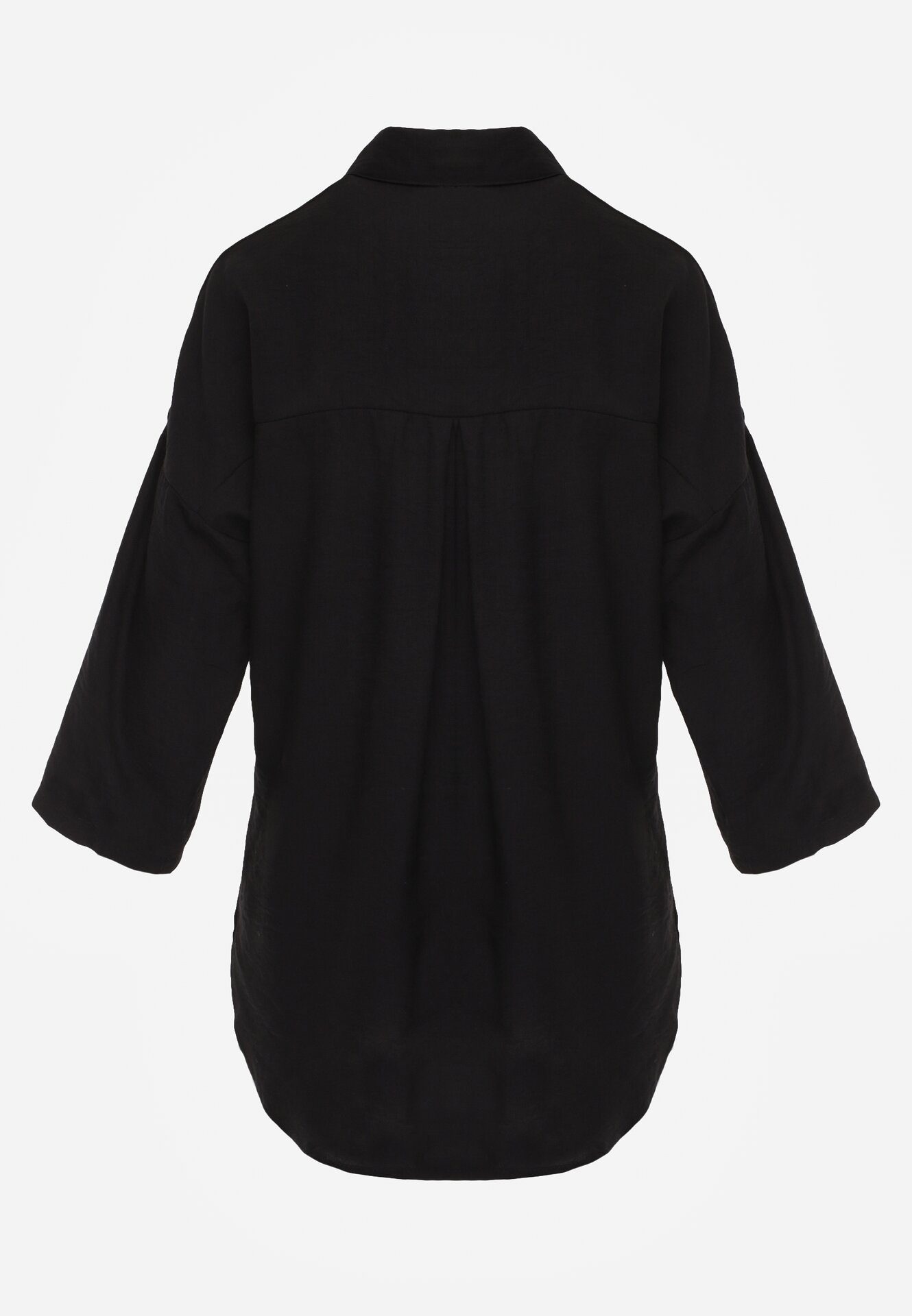 Czarna Wiszkowa Koszula Nietoperzowa z Regulowanymi Rękawami i Haftem Maryrenna