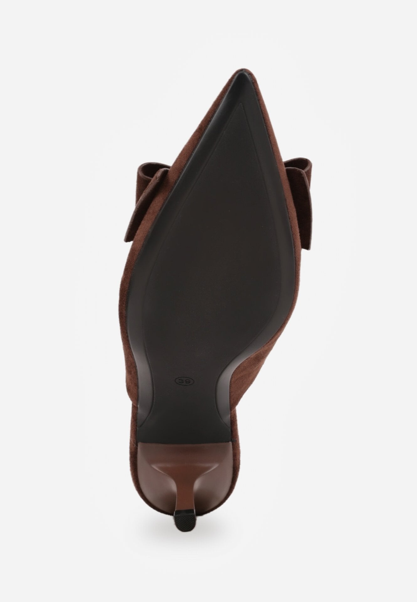 Brązowe Klapki na Szpilce Typu Mule Ozdobione Kokardką Lorailea