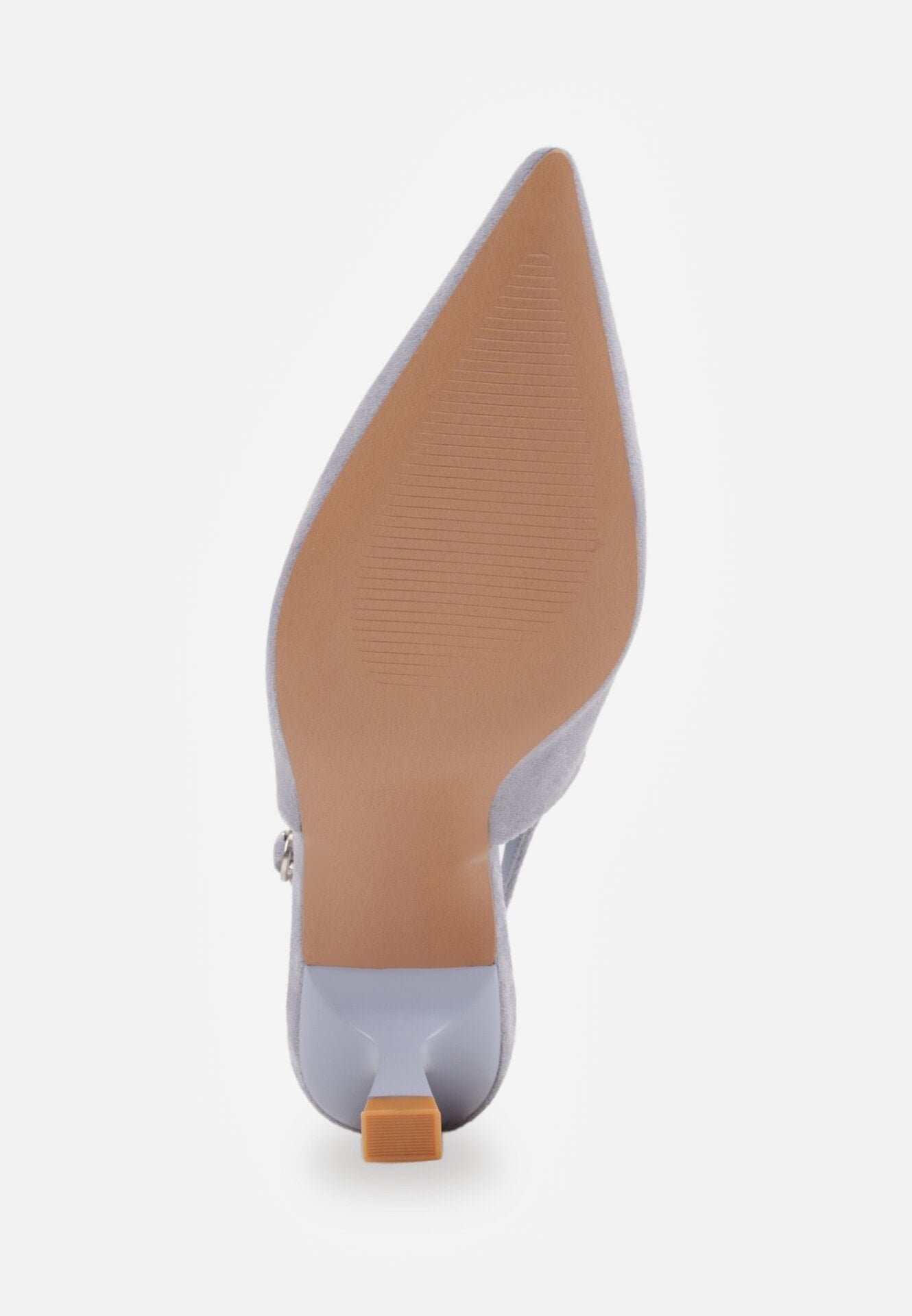 Niebieskie Czółenka z Imitacji Zamszu na Kaczuszce z Odkrytą Piętą Raeneh