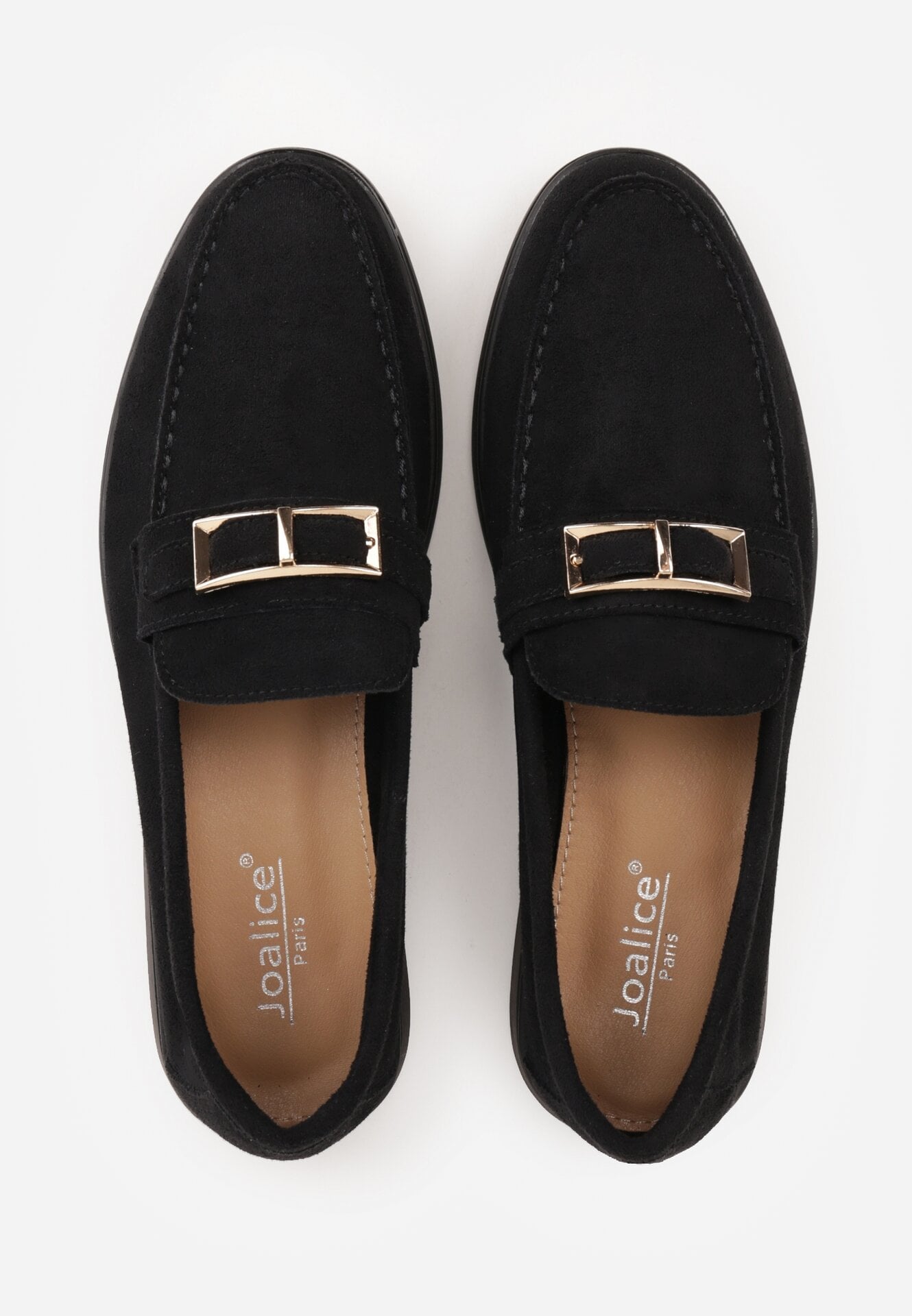 Czarne Mokasyny z Prostokątną Metaliczną Ozdobą Aeleorane