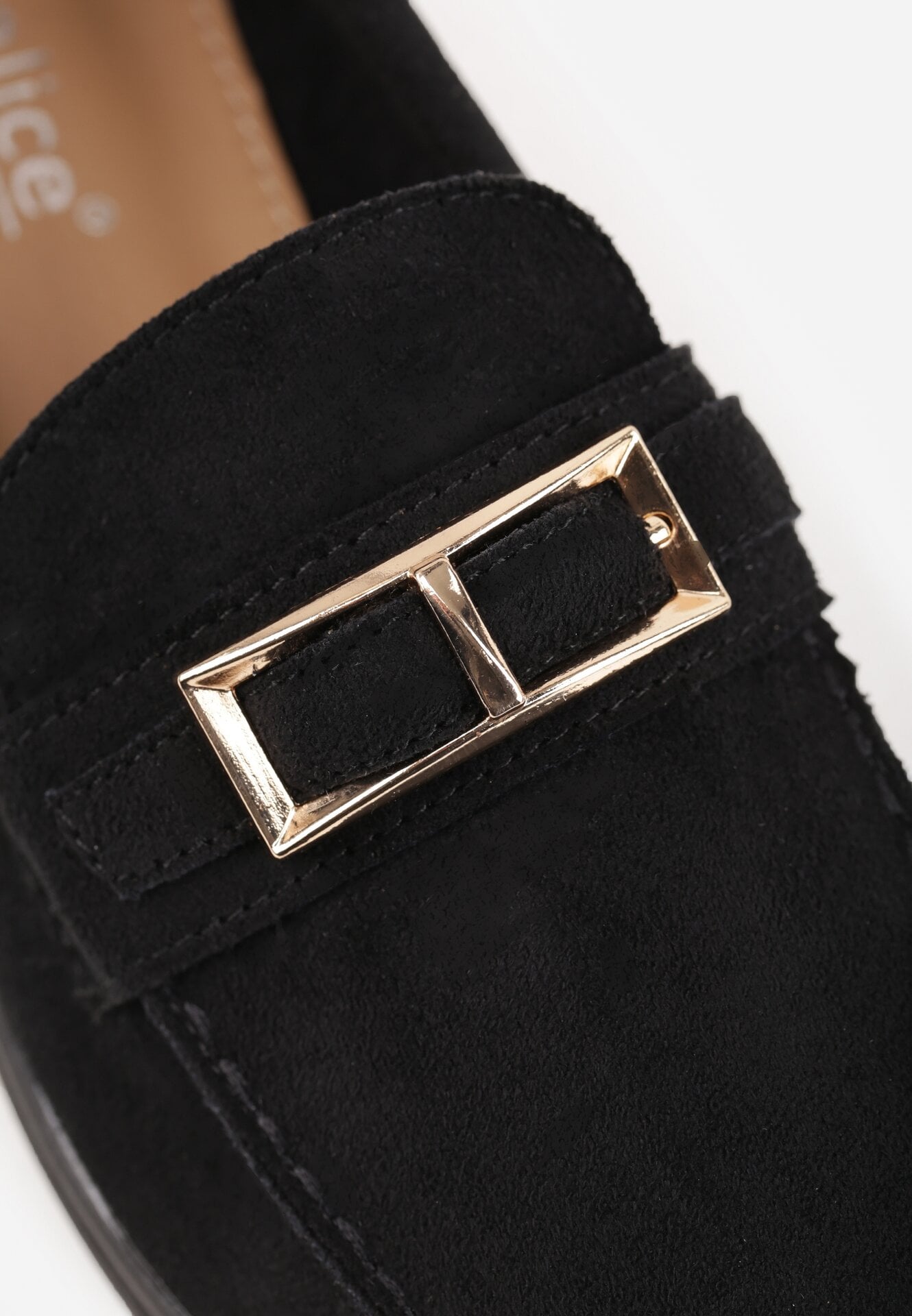 Czarne Mokasyny z Prostokątną Metaliczną Ozdobą Aeleorane