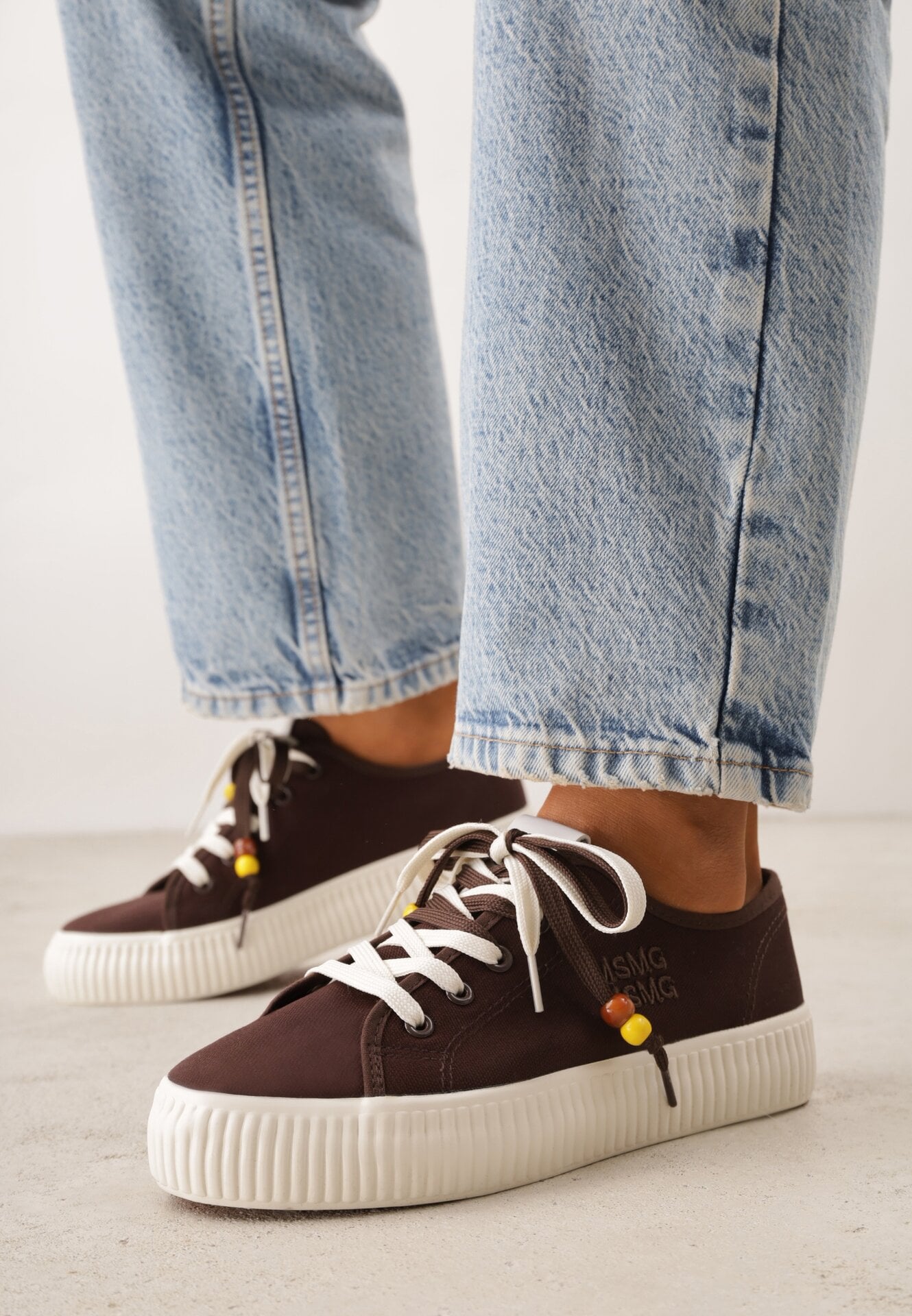 Brązowe Trampki Pod Kostkę na Grubej Podeszwie z Podwójnym Sznurowaniem Callixera