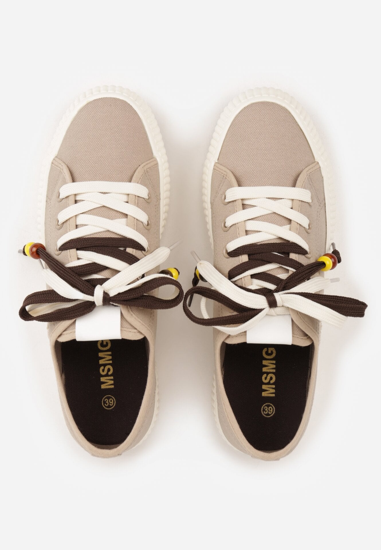 Beżowe Trampki Pod Kostkę na Grubej Podeszwie z Podwójnym Sznurowaniem Callixera