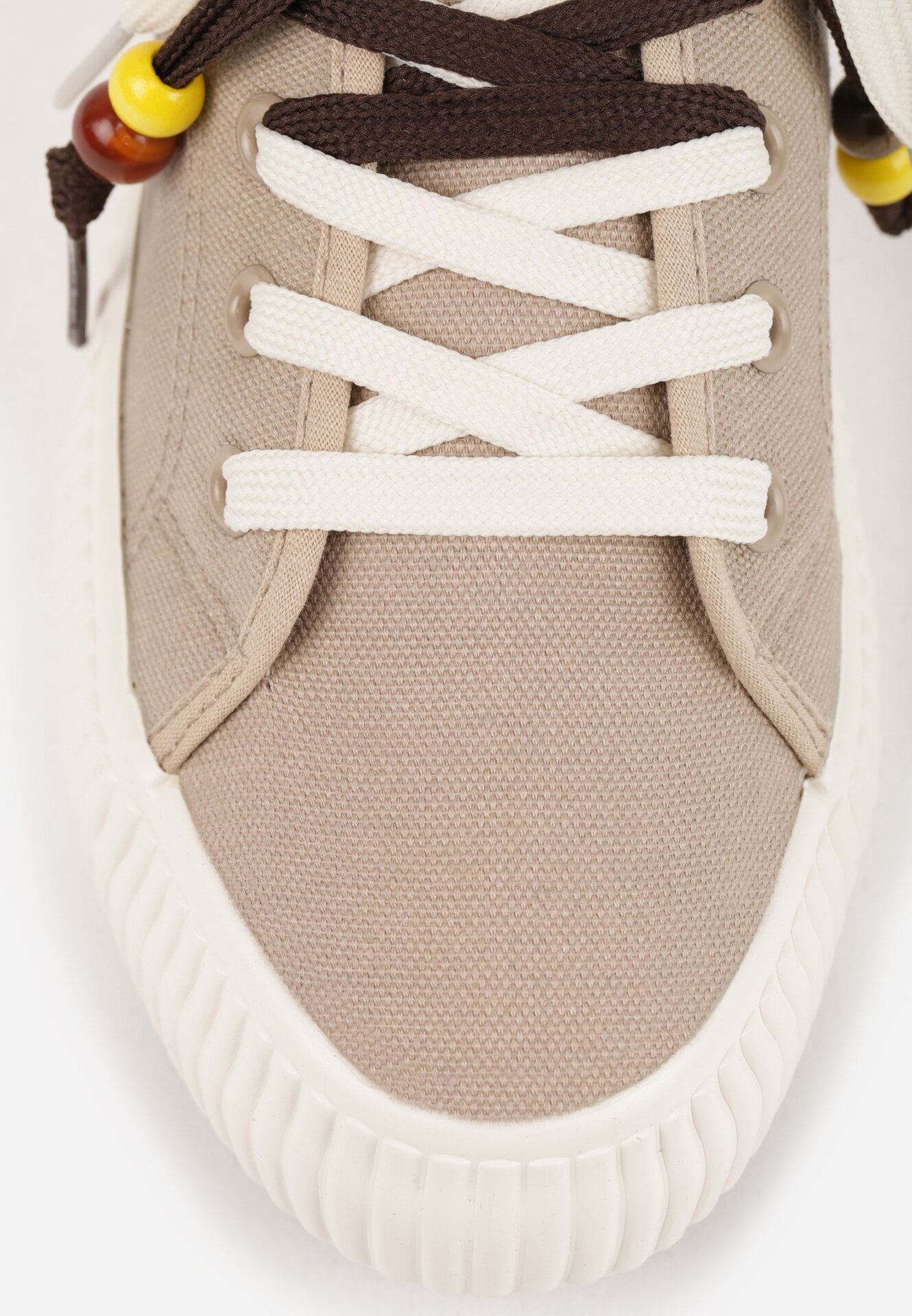 Beżowe Trampki Pod Kostkę na Grubej Podeszwie z Podwójnym Sznurowaniem Callixera