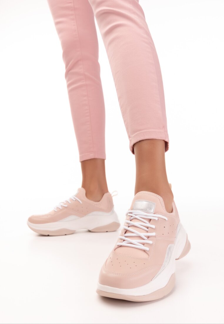 Beżowo-Różowe Buty Sportowe Hyrena