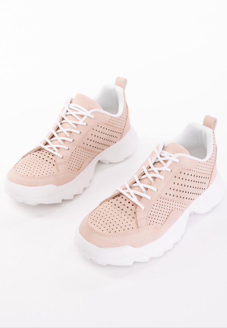 Beżowo-Różowe Sneakersy Olenele