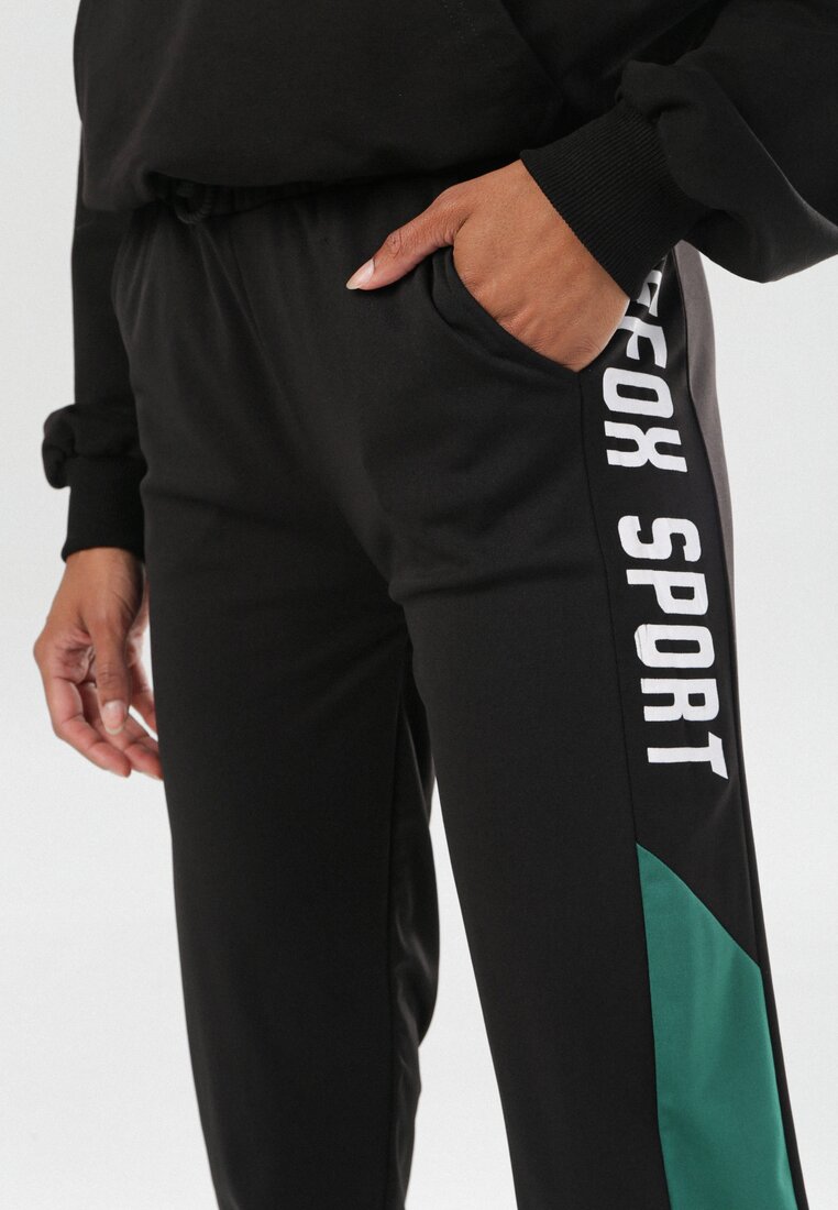 Czarno-Zielone Spodnie Elinnaya