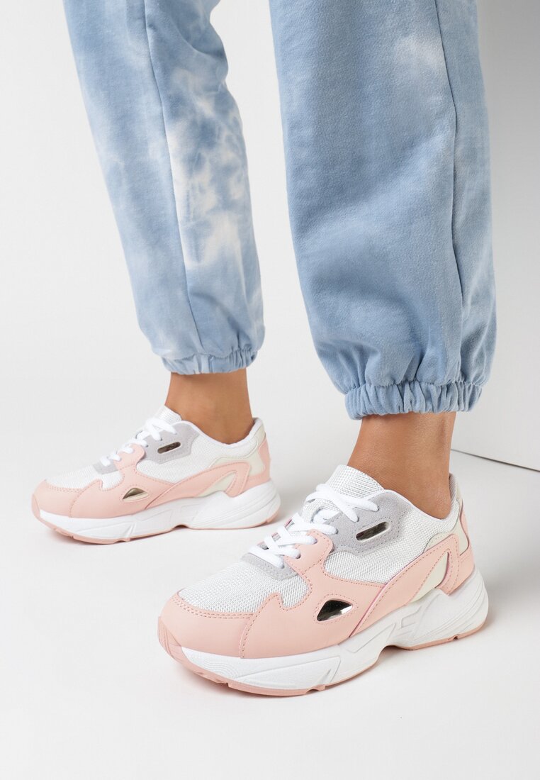 Biało-Różowe Sneakersy Diame