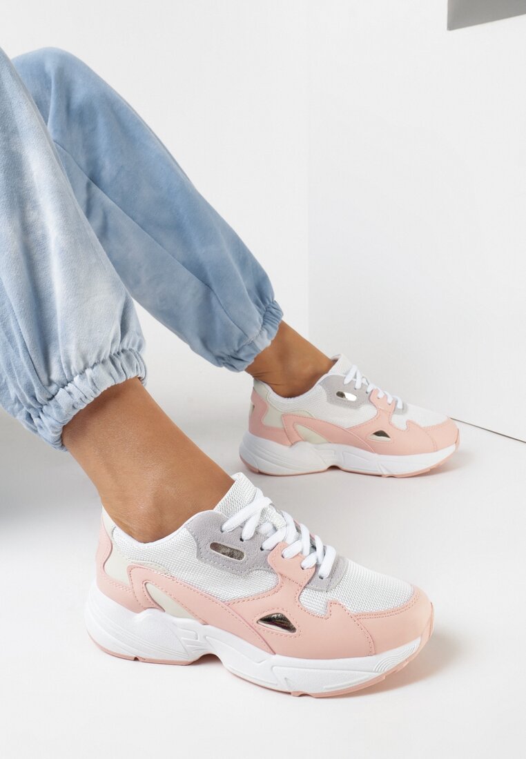 Biało-Różowe Sneakersy Diame