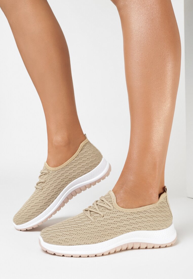 Beżowe Buty Sportowe Vyloris