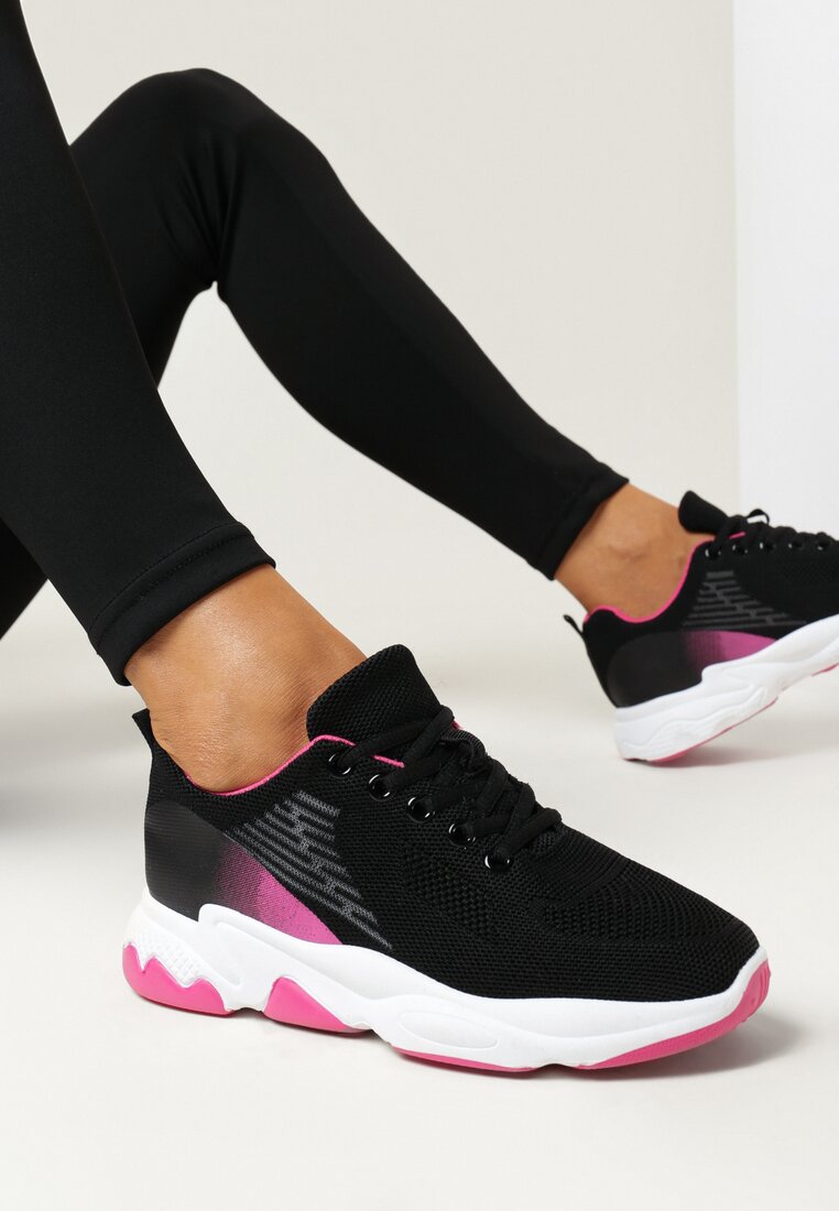 Czarno-Fuksjowe Buty Sportowe Nahili