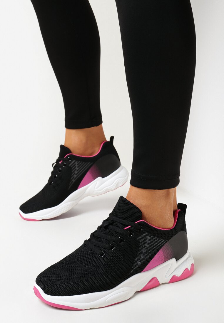 Czarno-Fuksjowe Buty Sportowe Nahili