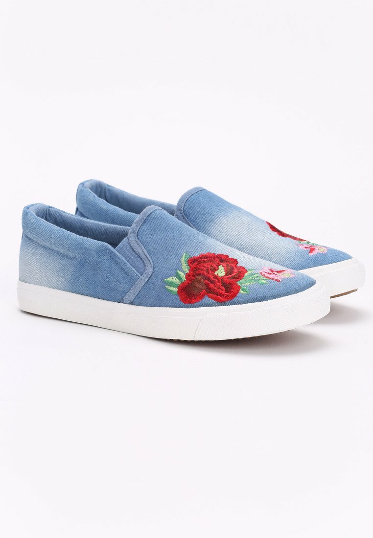 Niebieskie Slip On Roses
