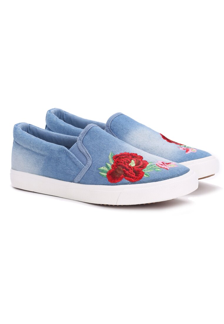 Niebieskie Slip On Roses