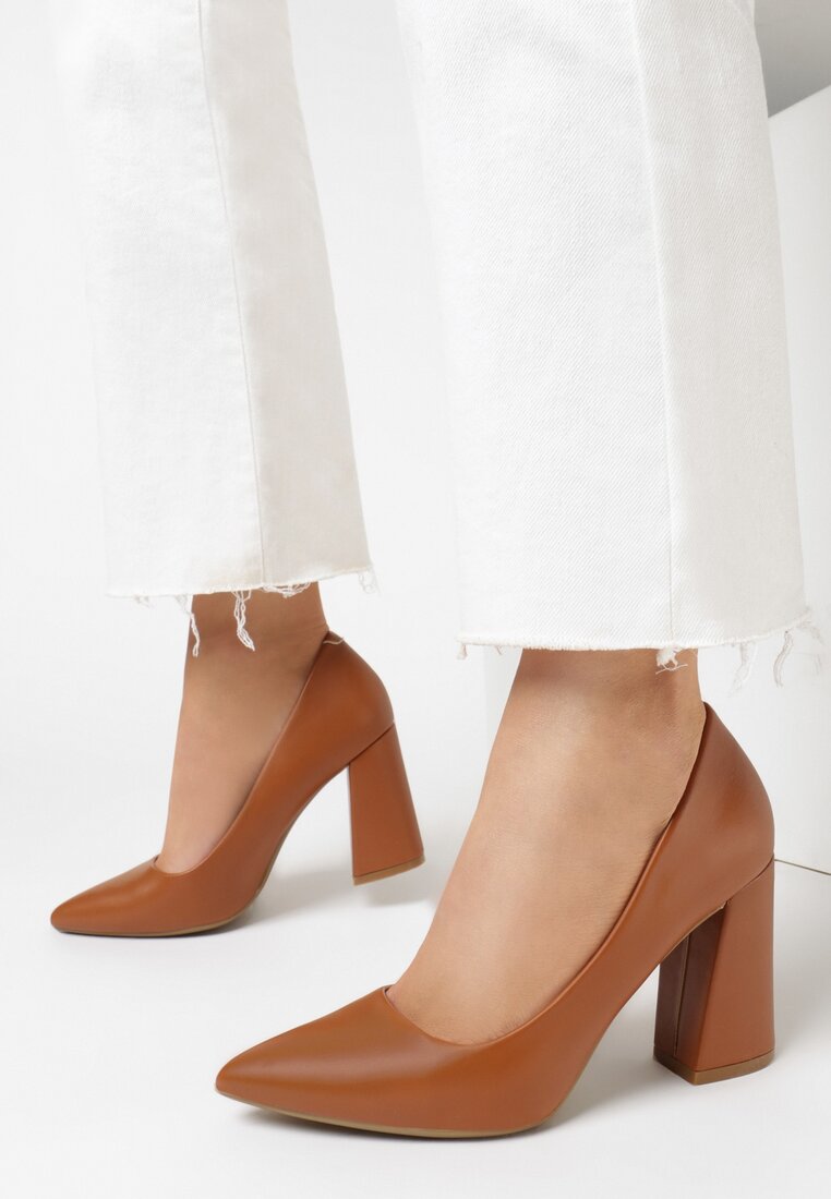 Pantofi cu toc Camel