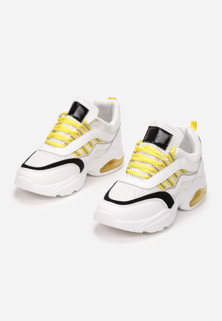 Biało-Żółte Sneakersy Natural Glisten