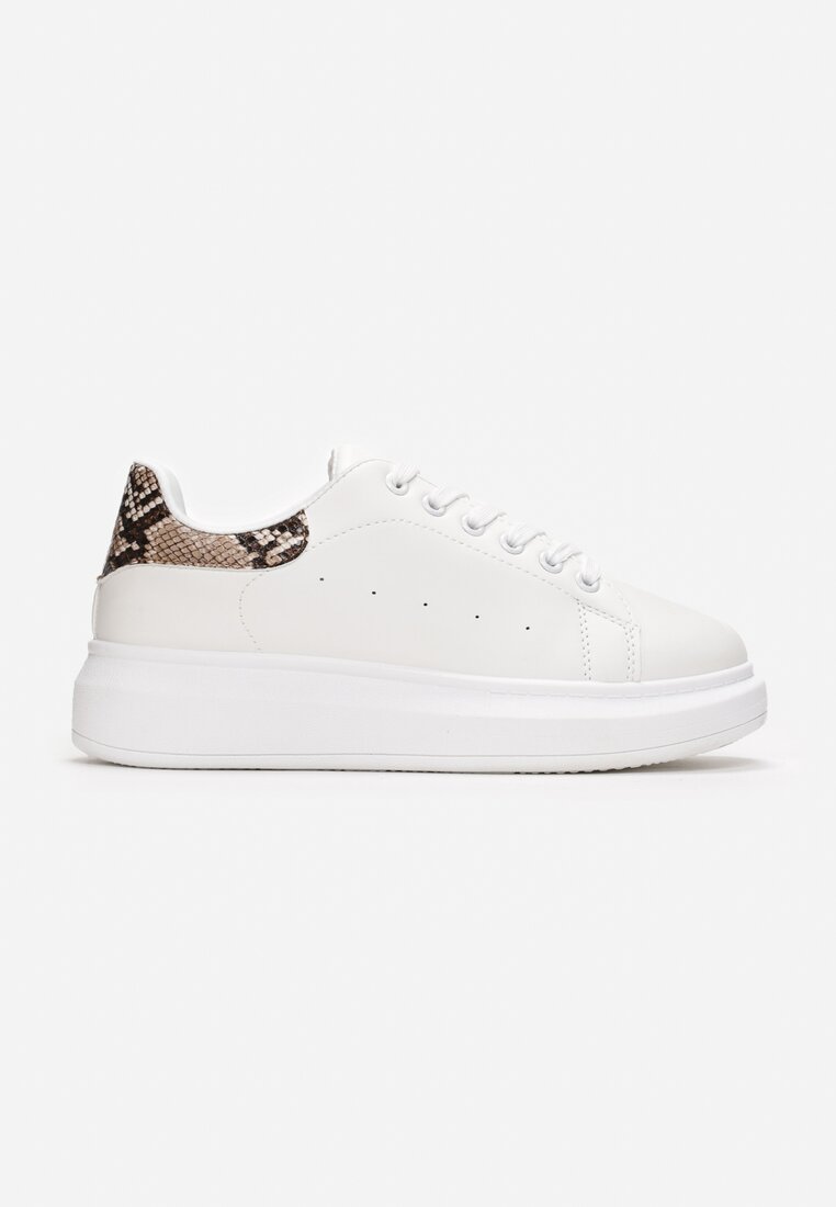 Biało-Brązowe Sneakersy na Grubej Podeszwie Hypnotic