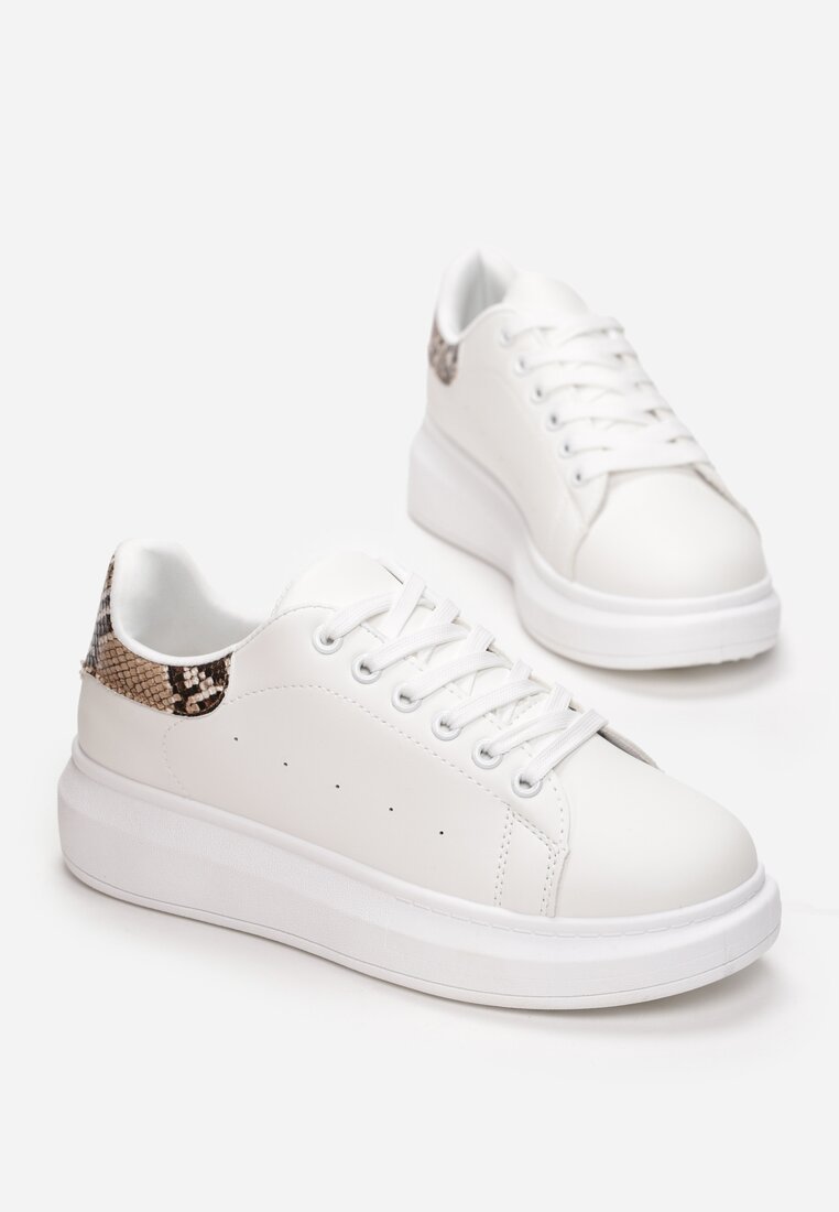 Biało-Brązowe Sneakersy na Grubej Podeszwie Hypnotic