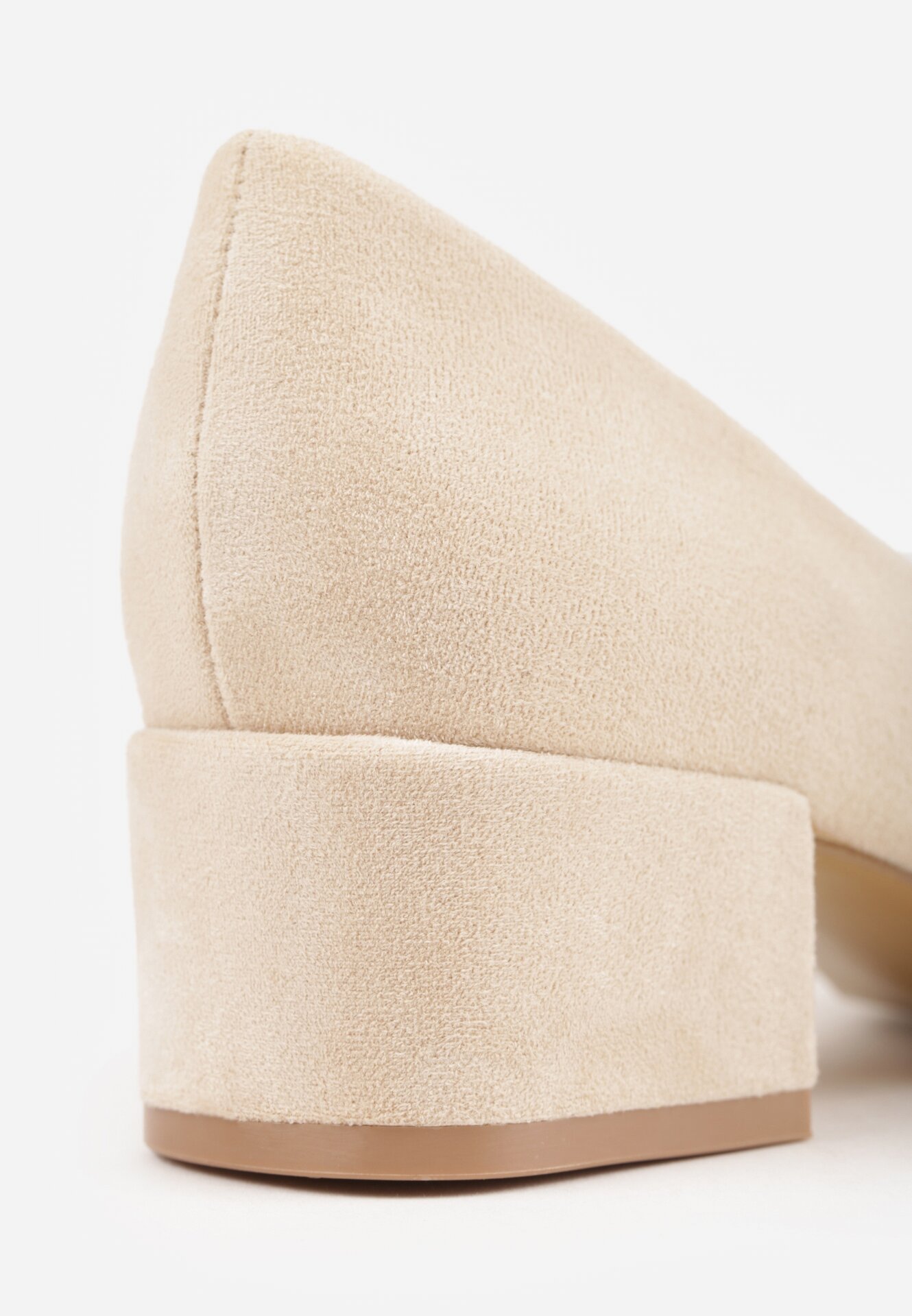 Beżowe Klasyczne Czółenka na Obcasie ze Skórzaną Wkładką Savira