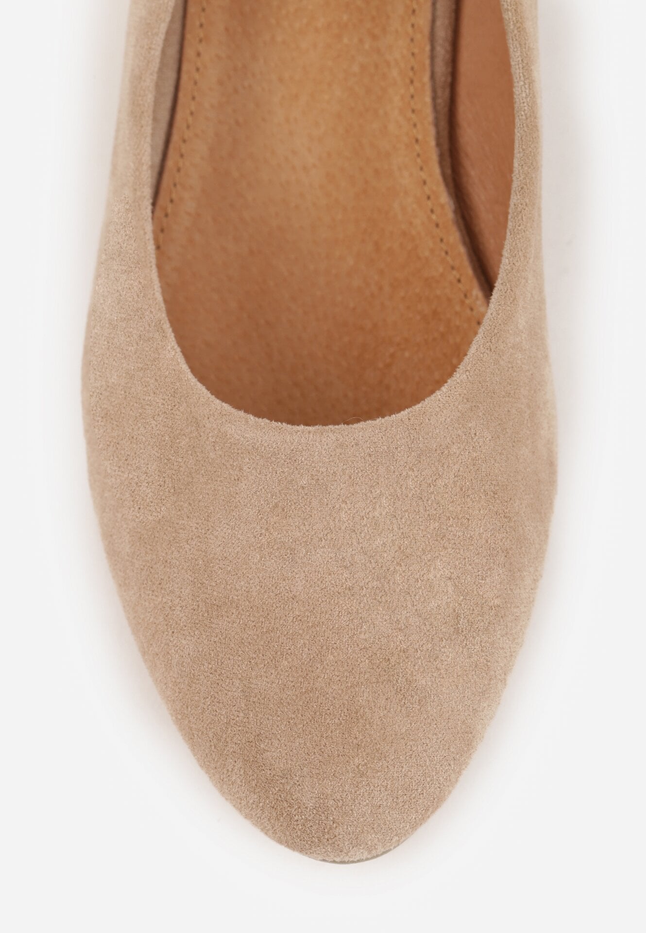 Ciemnobeżowe Czółenka Vices ze Skórzaną Wkładką na Biżuteryjnym Słupku Naivine