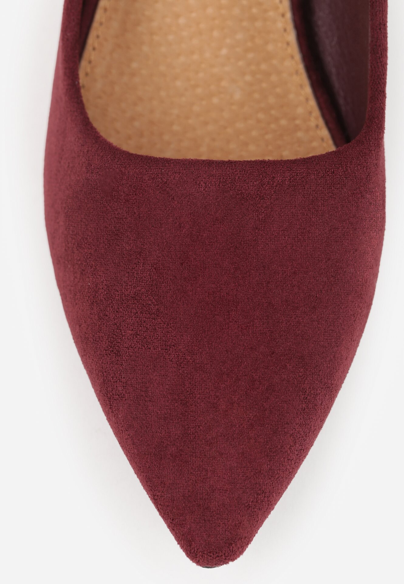 Bordowe Czółenka na Obcasie z Cyrkoniami ze Skórzaną Wkładką Cleitia