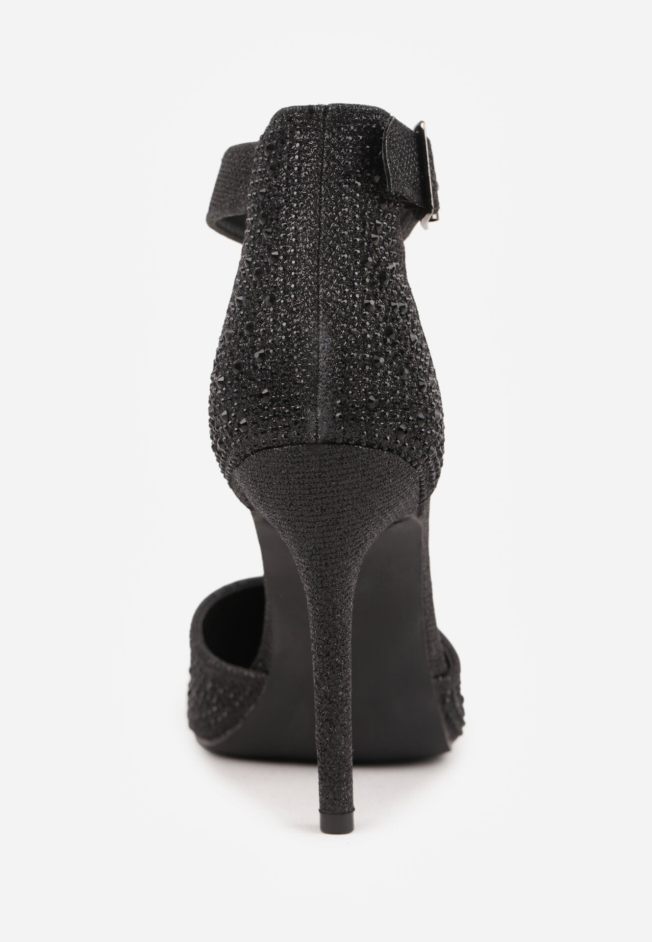 Czarne Szpilki Vices Ozdobione Błyszczącymi Cyrkoniami ze Skórzaną Wkładką Vortida