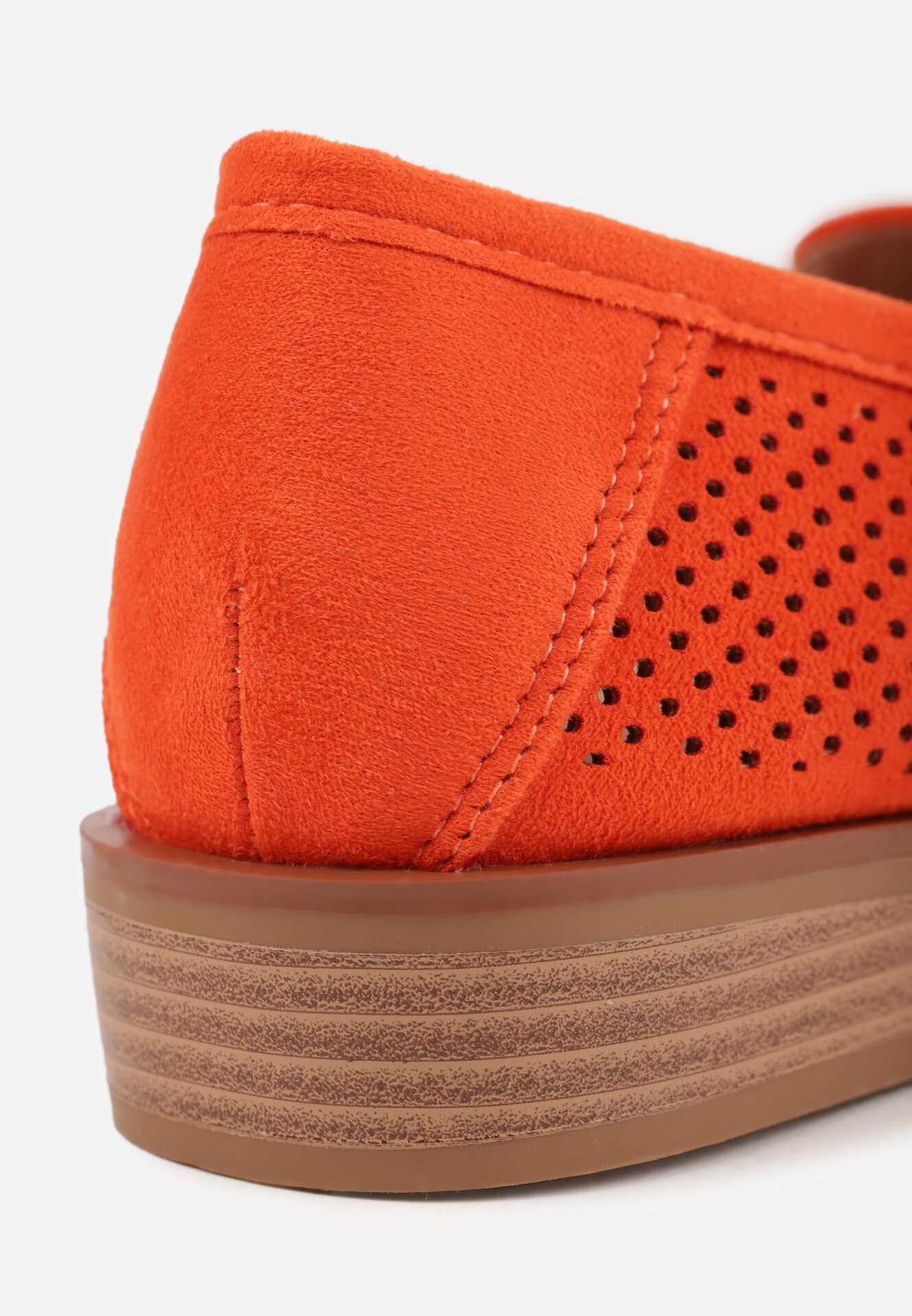 Pomarańczowe Ażurowe Mokasyny Vices ze Skórzaną Wkładką Felastra