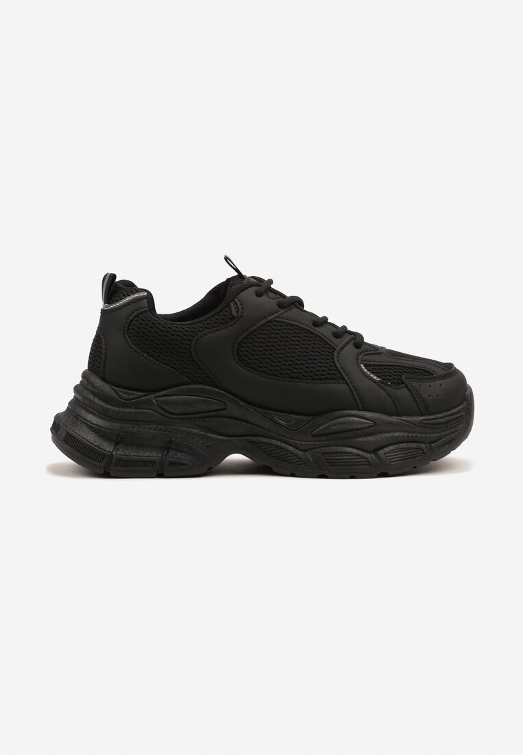 Czarne Sneakersy Vices na Grubej Podeszwie z Tłoczeniami Nativine