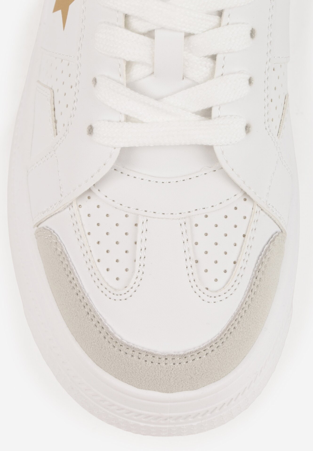 Biało-Złote Sneakersy Vices na Grubej Podeszwie Ozdobione Gwiazdką Fenalia