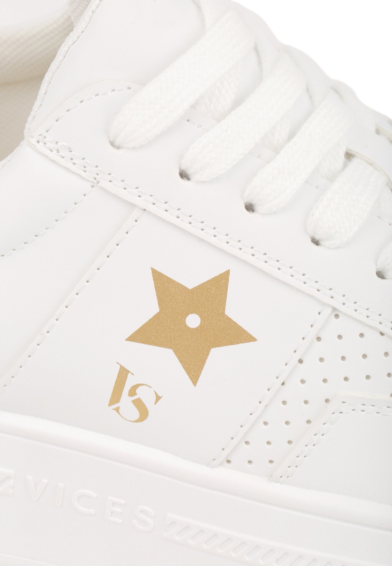 Biało-Złote Sneakersy Vices na Grubej Podeszwie Ozdobione Gwiazdką Fenalia