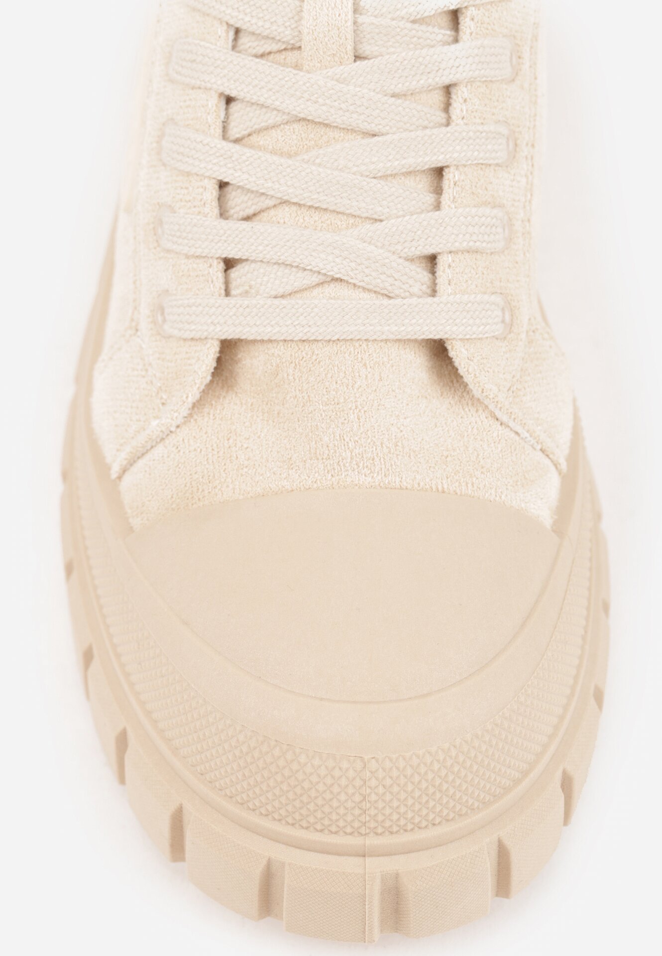 Beżowe Sneakersy Vices na Grubej Podeszwie z Geometryczną Aplikacją Leanae