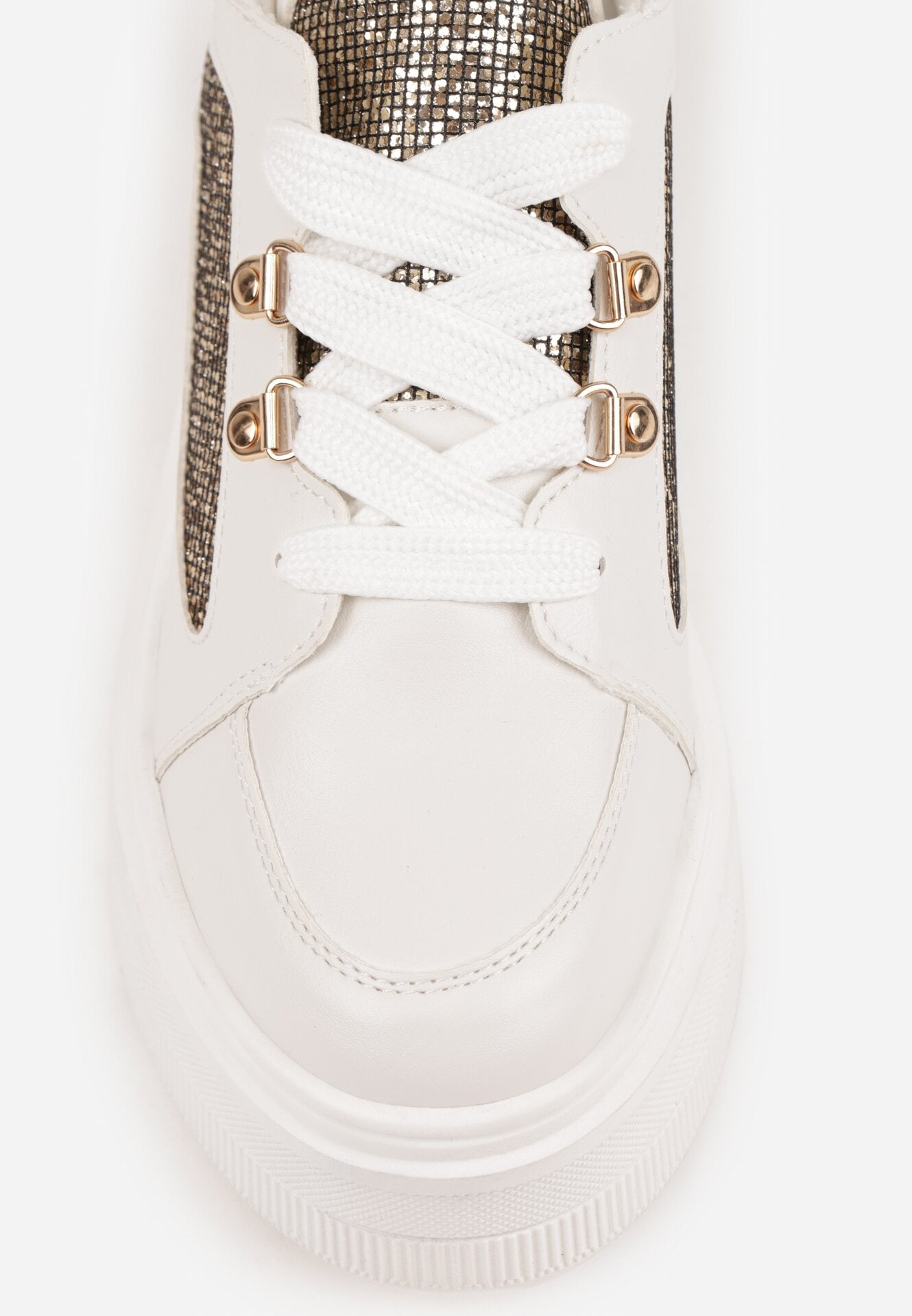 Białe Sneakersy Vices na Grubej Podeszwie z Brokatem Sdivona