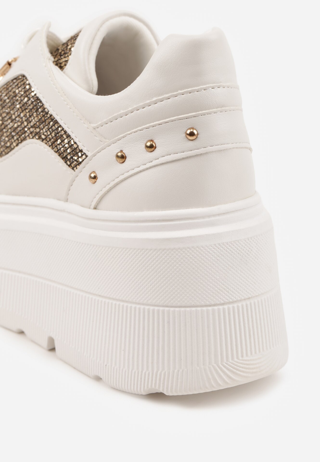 Białe Sneakersy Vices na Grubej Podeszwie z Brokatem Sdivona