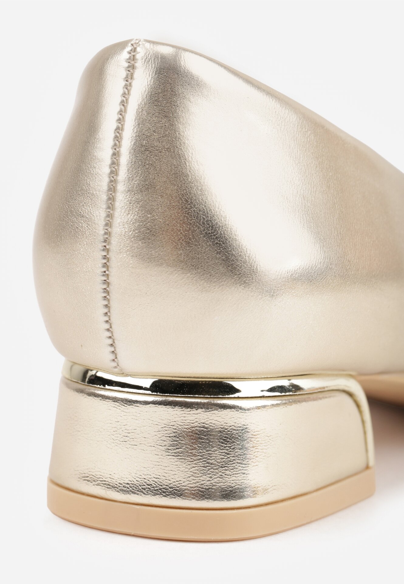 Złote Czółenka Vices na Obcasie ze Skórzaną Wkładką Asvanis